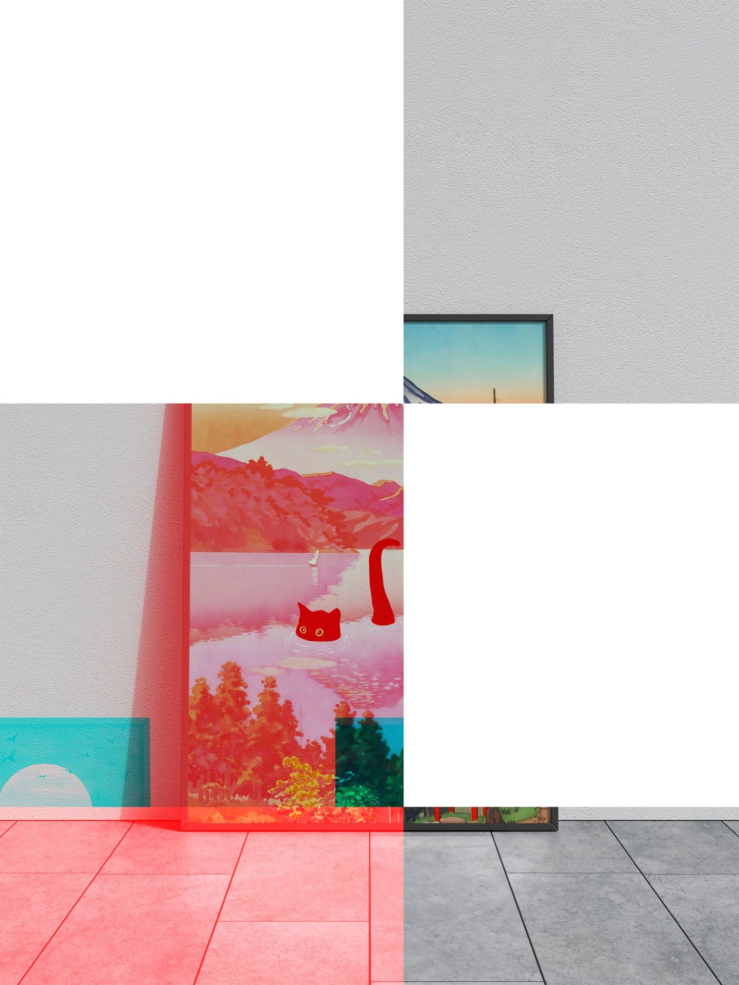 Black Cat Lake Ashi Asian Style Poster | Wall Art for Home & Office | High-Quality Print