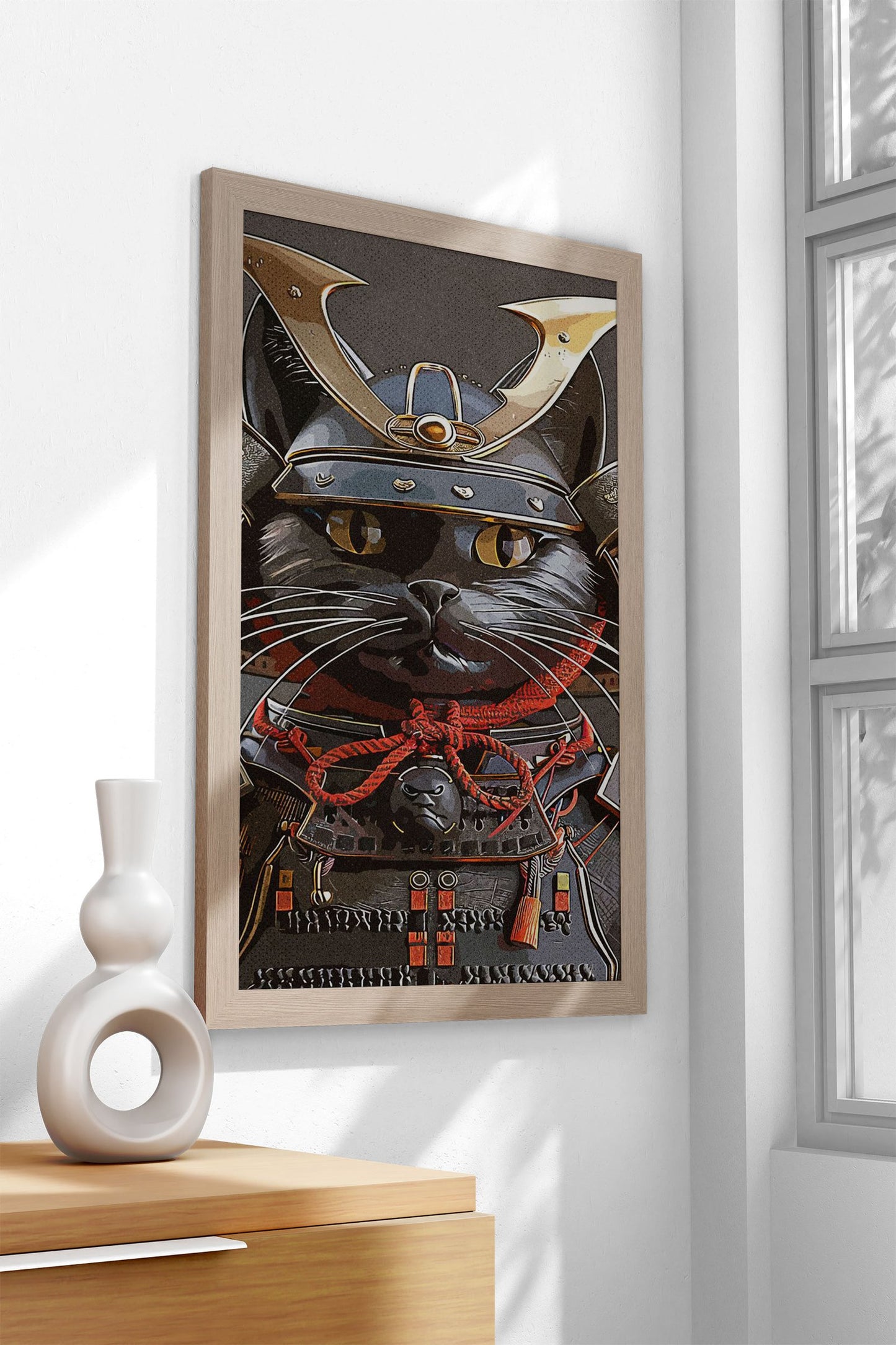 Black Cat Vintage Samurai Asian Style Poster | Wall Art for Home & Office | High-Quality Print