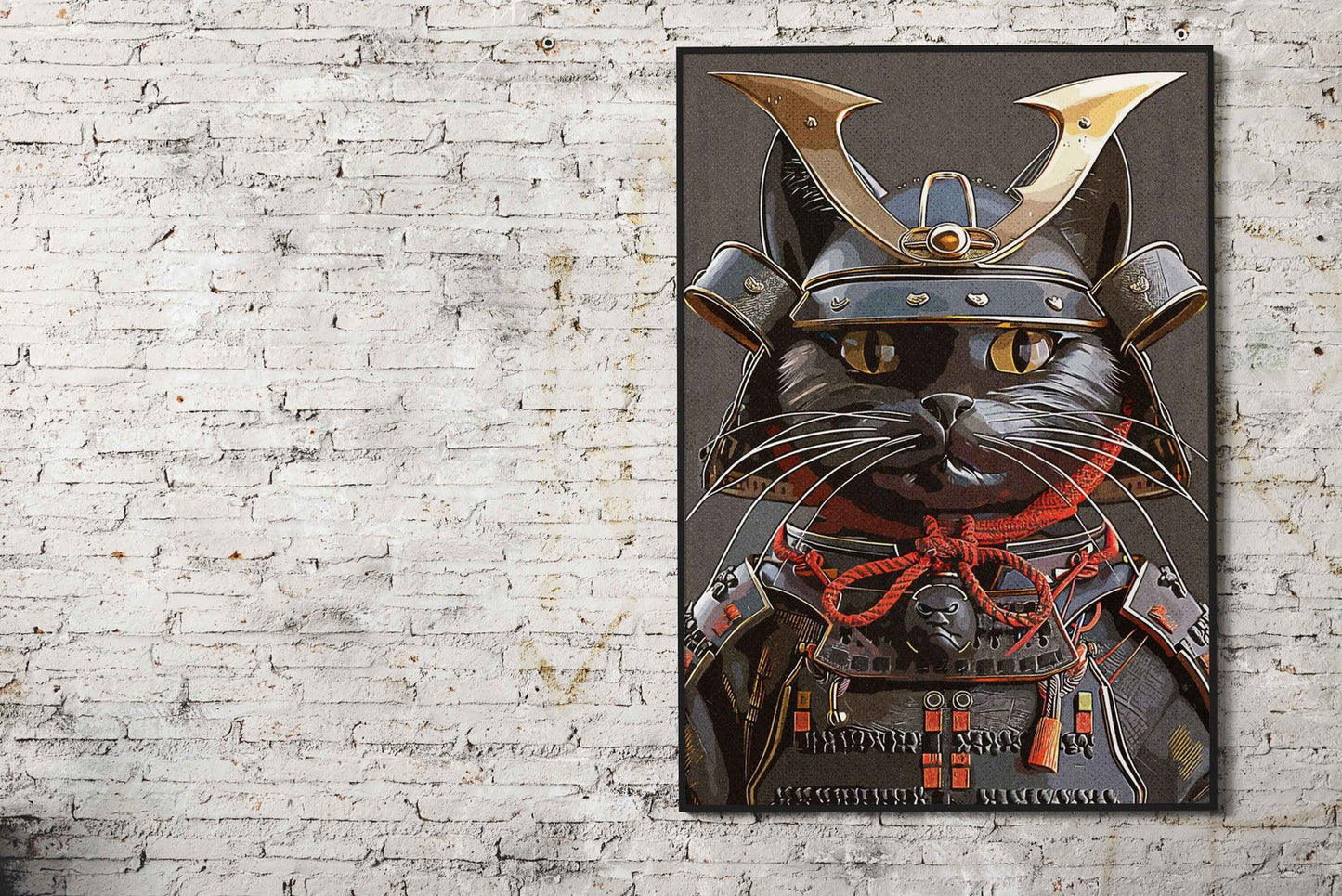 Black Cat Vintage Samurai Asian Style Poster | Wall Art for Home & Office | High-Quality Print