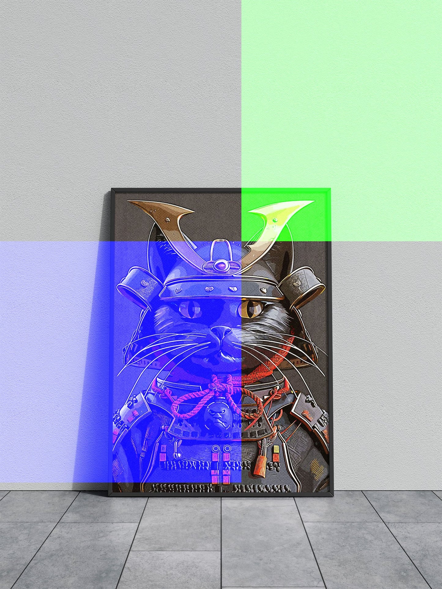 Black Cat Vintage Samurai Asian Style Poster | Wall Art for Home & Office | High-Quality Print