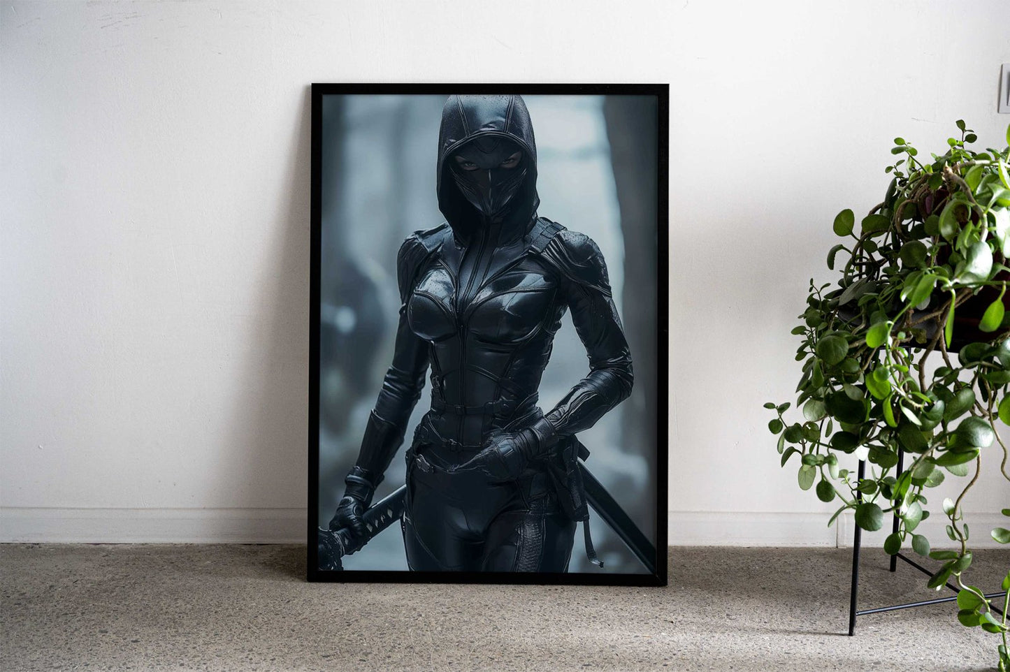 Black Catsuit Ninja Asian Style Poster | Wall Art for Home & Office | High-Quality Print