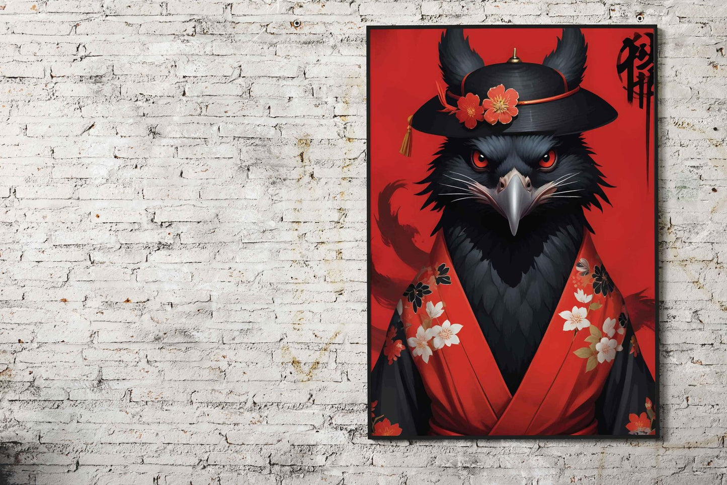 Black Crow Kimono Asian Style Poster | Wall Art for Home & Office | High-Quality Print