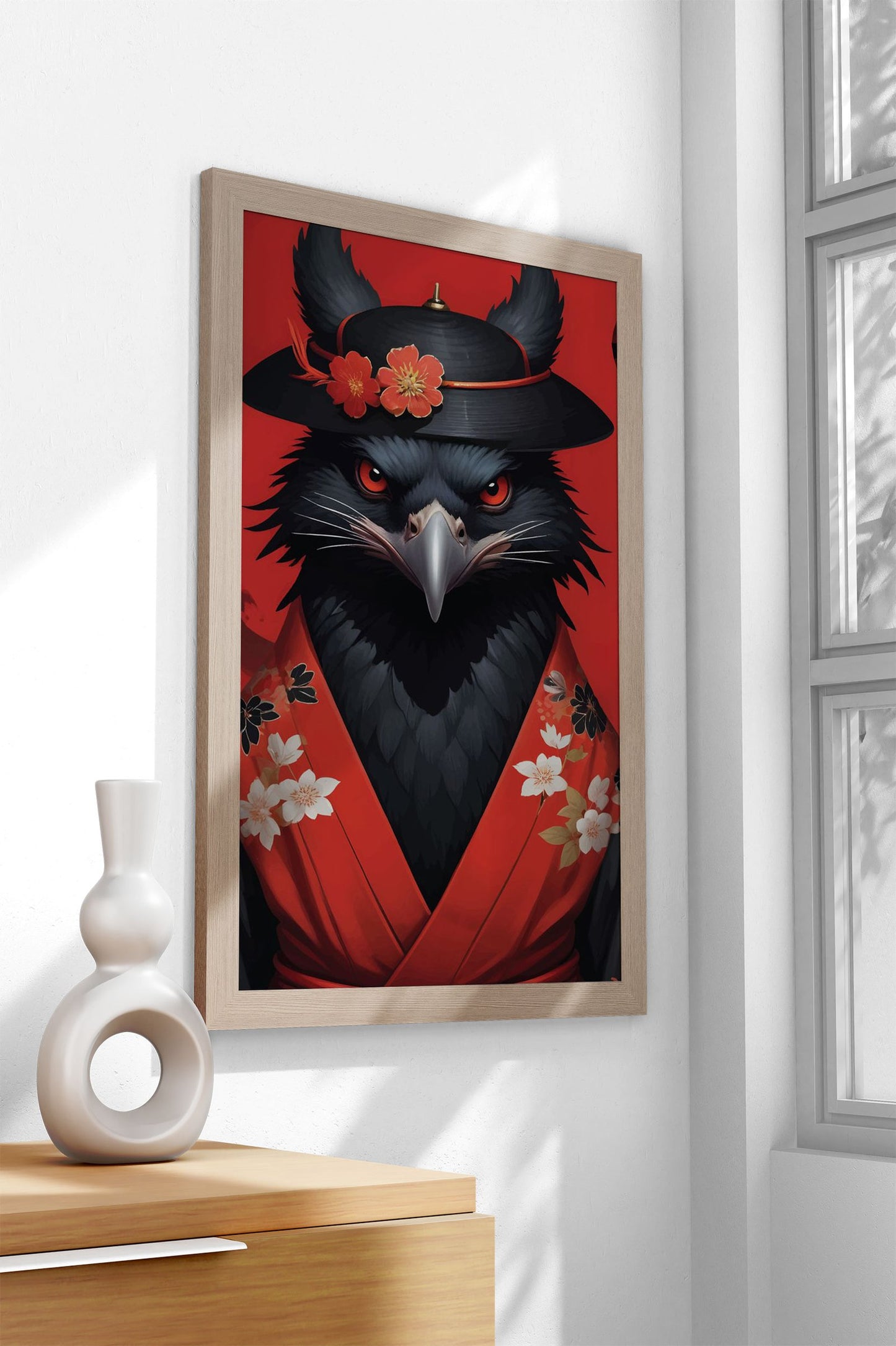 Black Crow Kimono Asian Style Poster | Wall Art for Home & Office | High-Quality Print