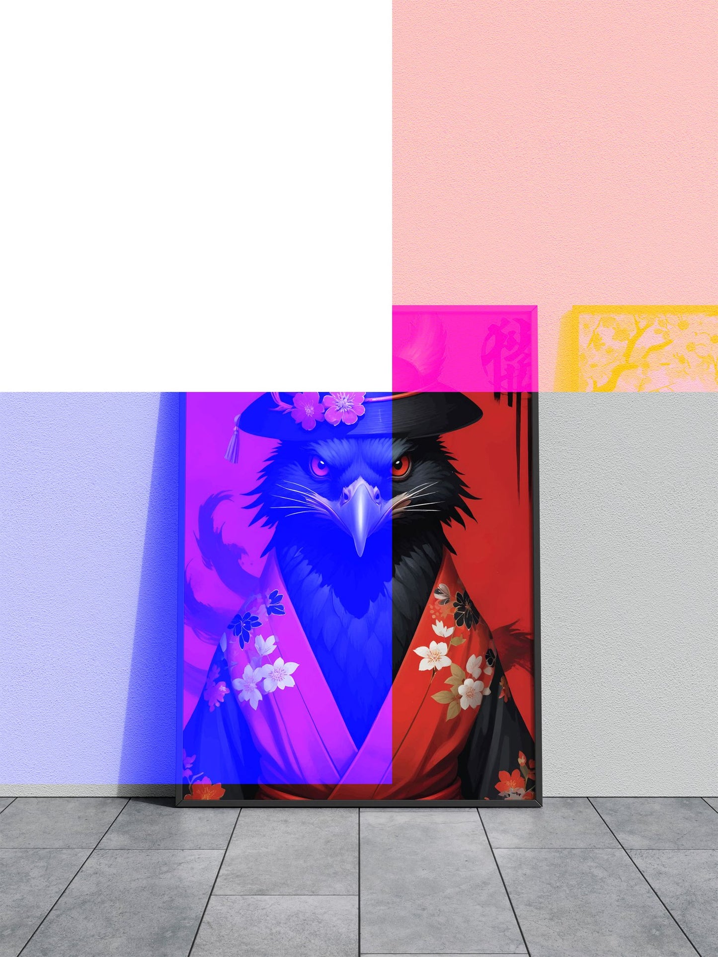 Black Crow Kimono Asian Style Poster | Wall Art for Home & Office | High-Quality Print