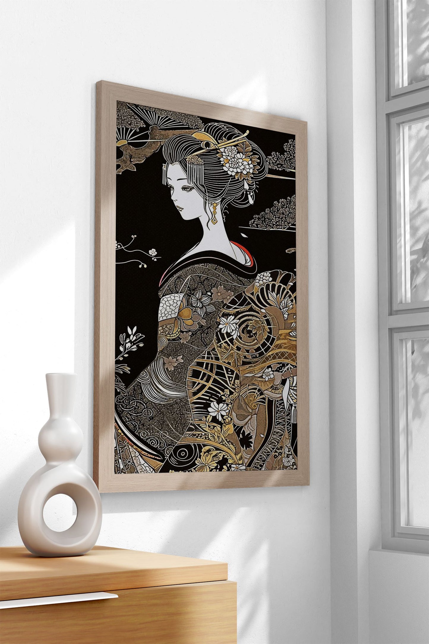 Black Geisha Asian Style Poster | Wall Art for Home & Office | High-Quality Print