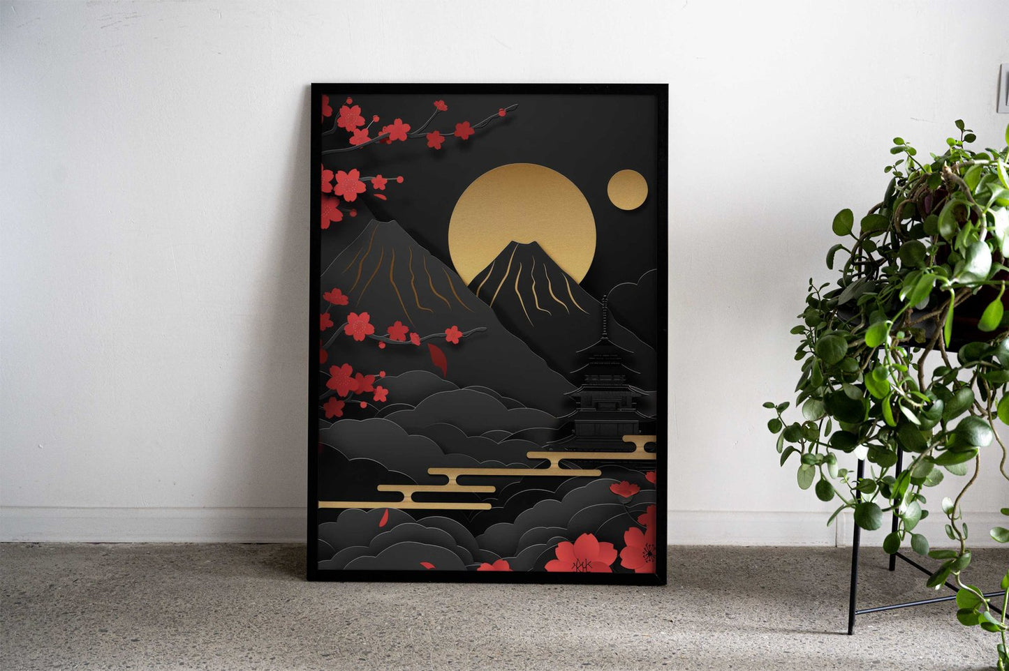 Black Gold Japan Asian Style Poster | Wall Art for Home & Office | High-Quality Print