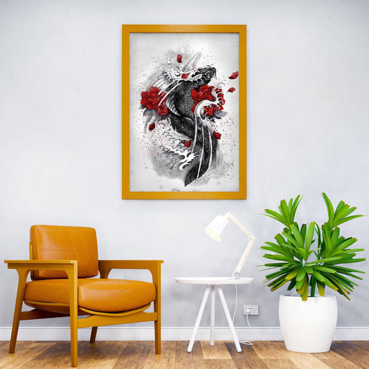 Black Koi Asian Style Poster | Wall Art for Home & Office | High-Quality Print