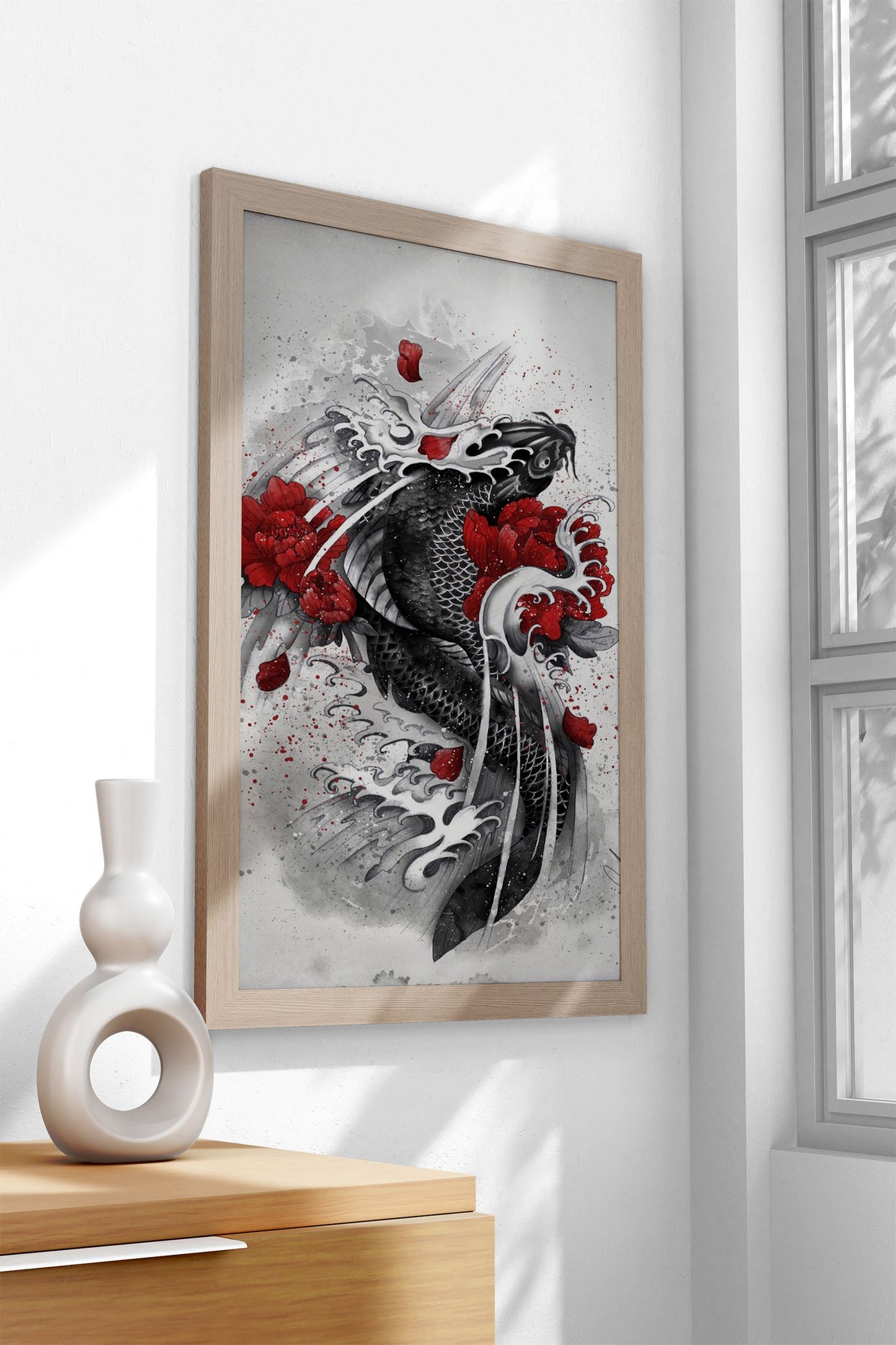 Black Koi Asian Style Poster | Wall Art for Home & Office | High-Quality Print