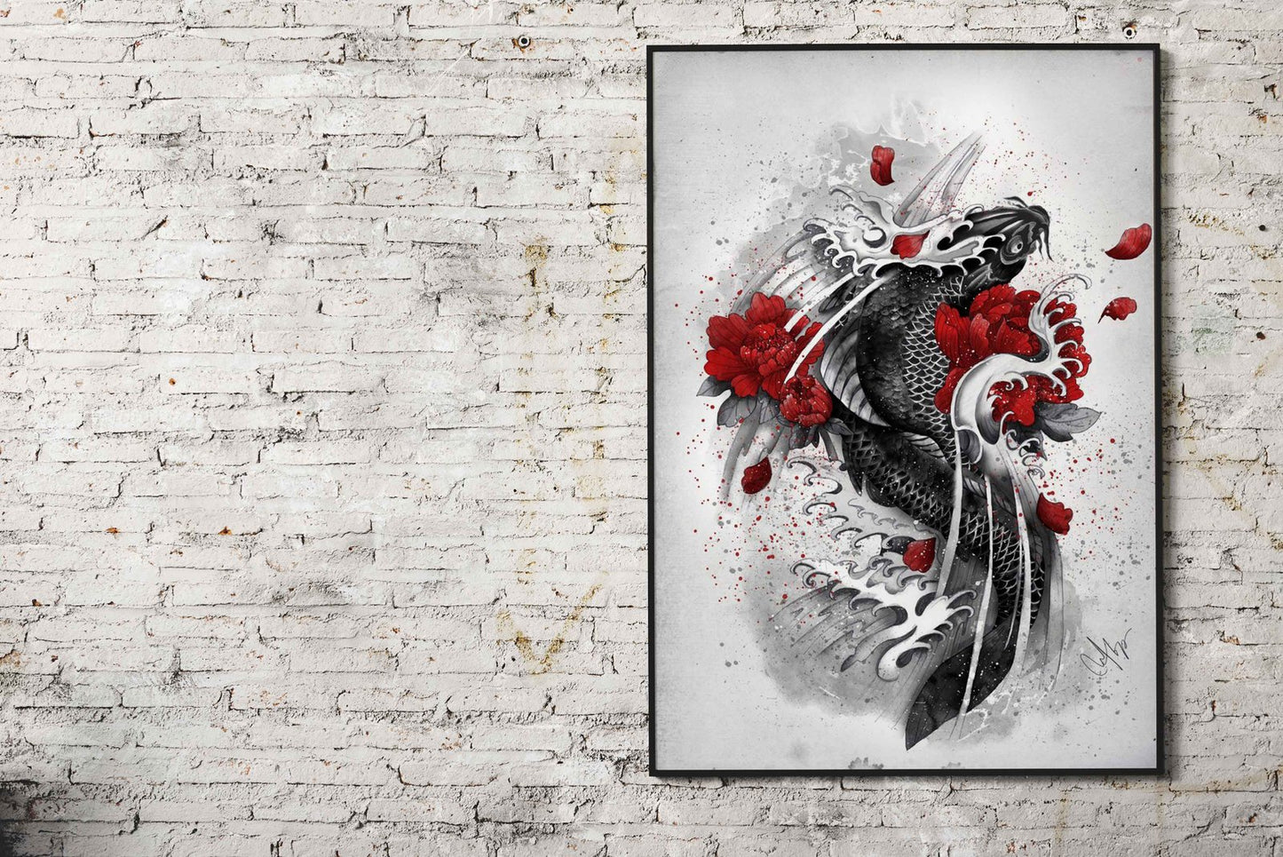 Black Koi Asian Style Poster | Wall Art for Home & Office | High-Quality Print
