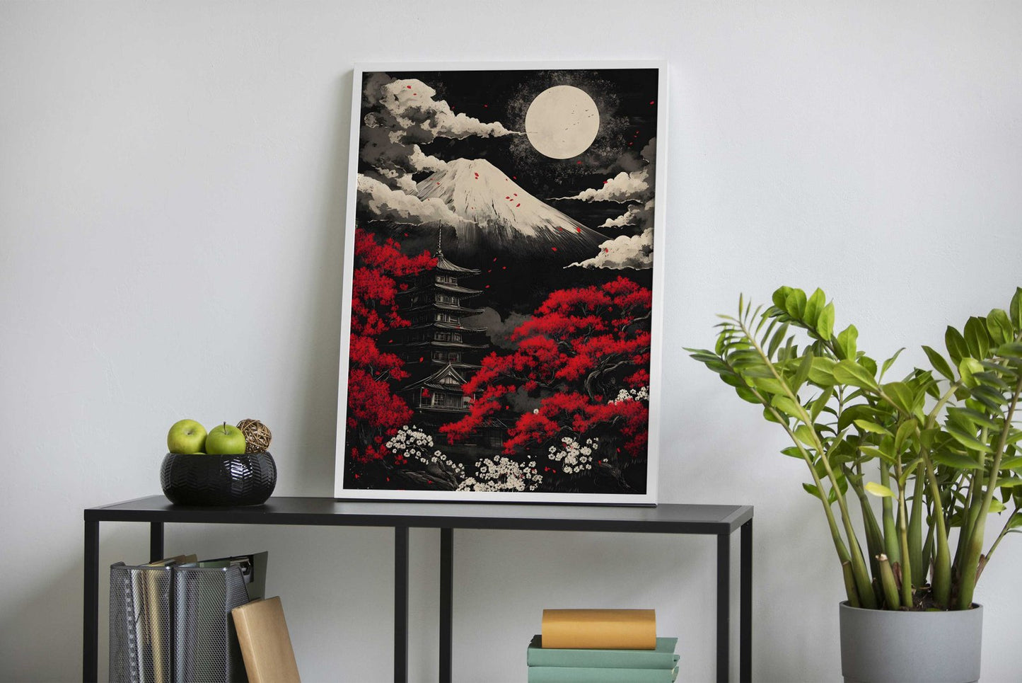 Black Mount Fuji Night Asian Style Poster | Wall Art for Home & Office | High-Quality Print