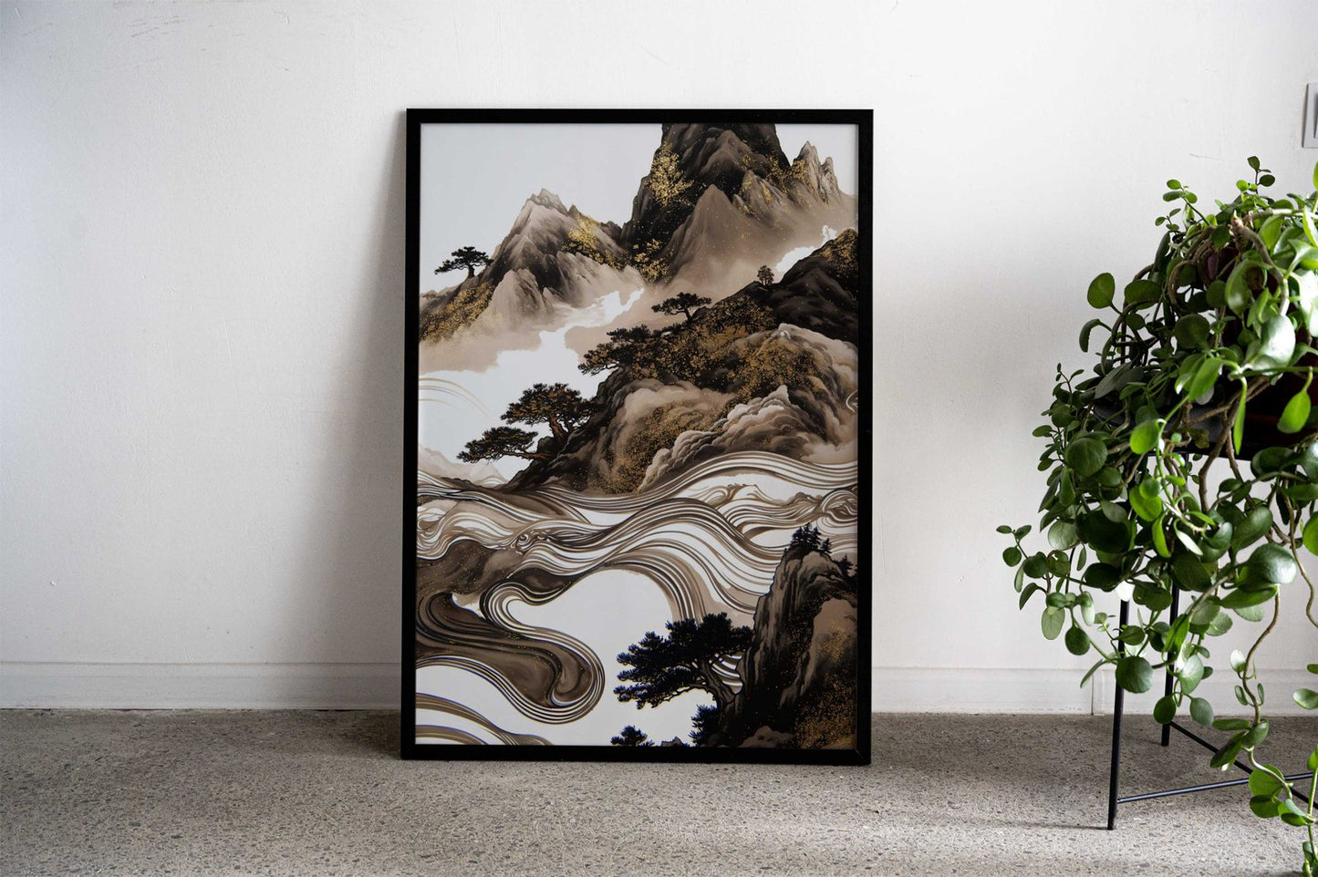 Black Mountains Asian Style Poster | Wall Art for Home & Office | High-Quality Print