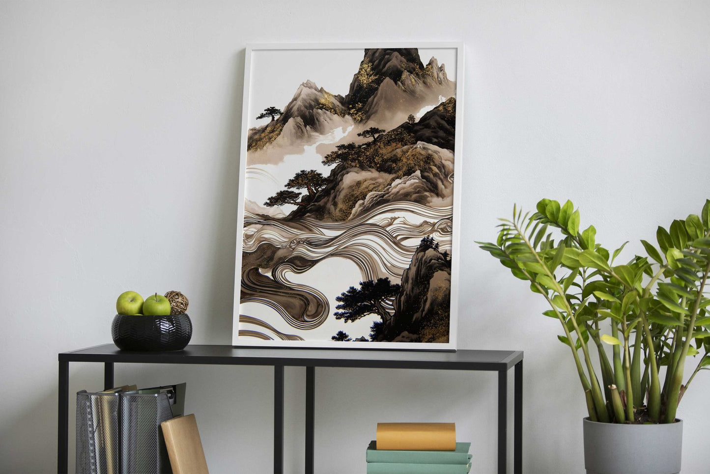 Black Mountains Asian Style Poster | Wall Art for Home & Office | High-Quality Print