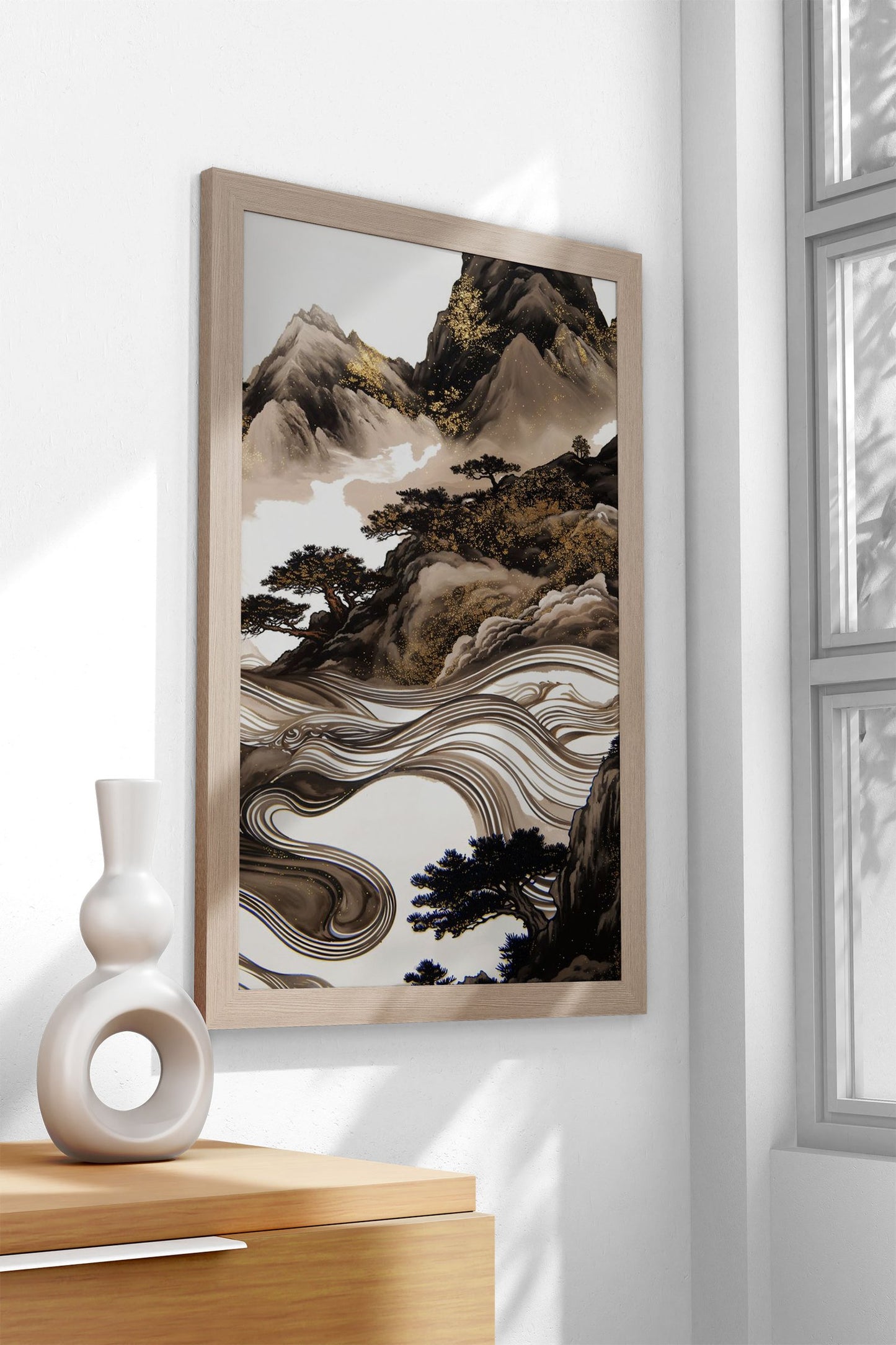 Black Mountains Asian Style Poster | Wall Art for Home & Office | High-Quality Print