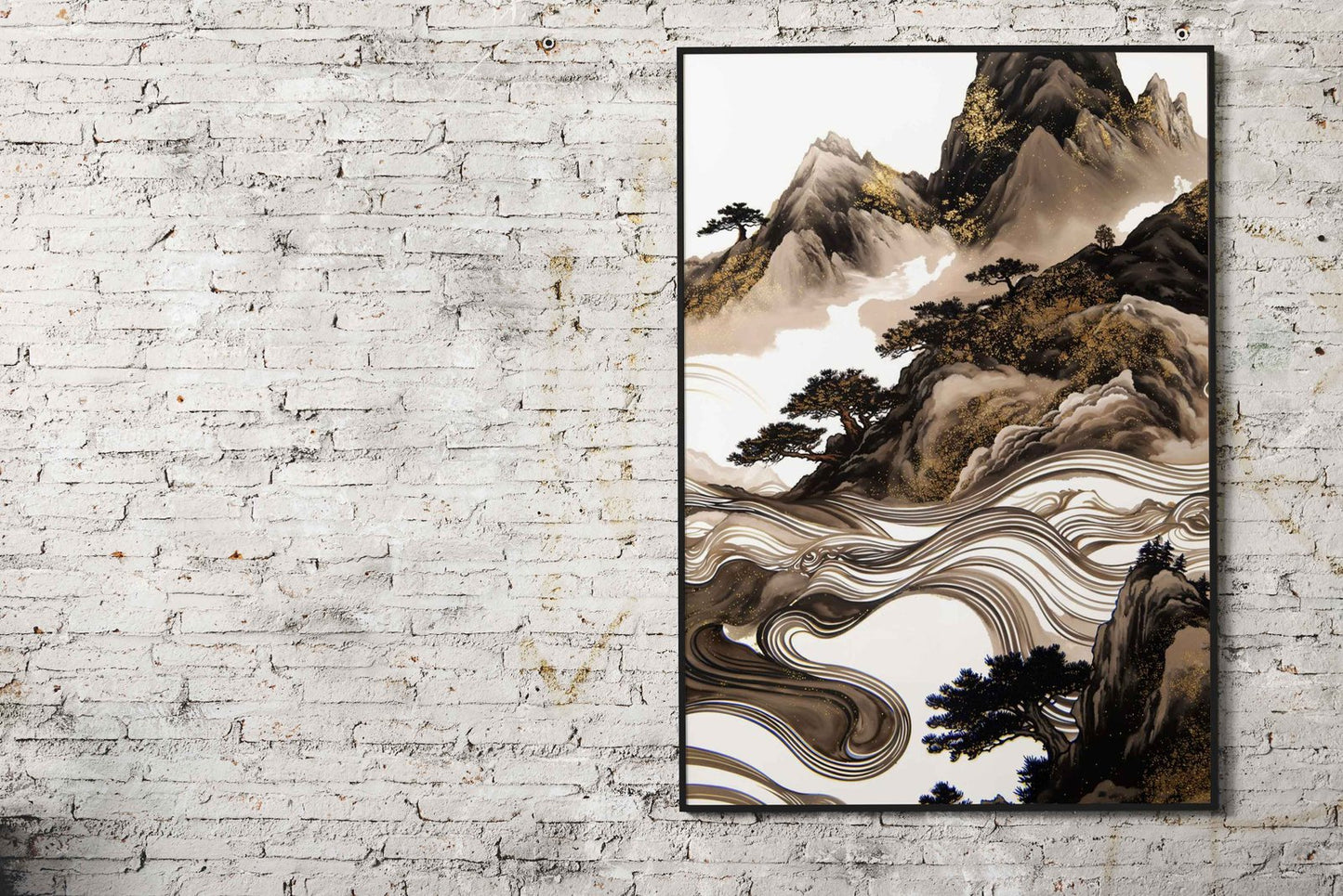 Black Mountains Asian Style Poster | Wall Art for Home & Office | High-Quality Print
