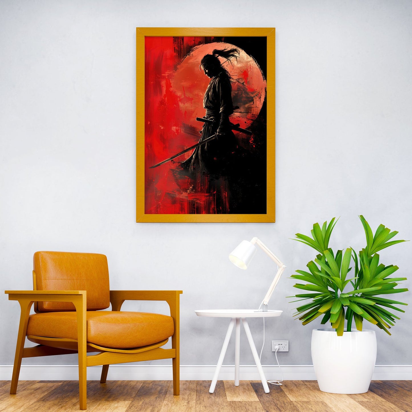 Black Samurai on Pink Asian Style Poster | Wall Art for Home & Office | High-Quality Print
