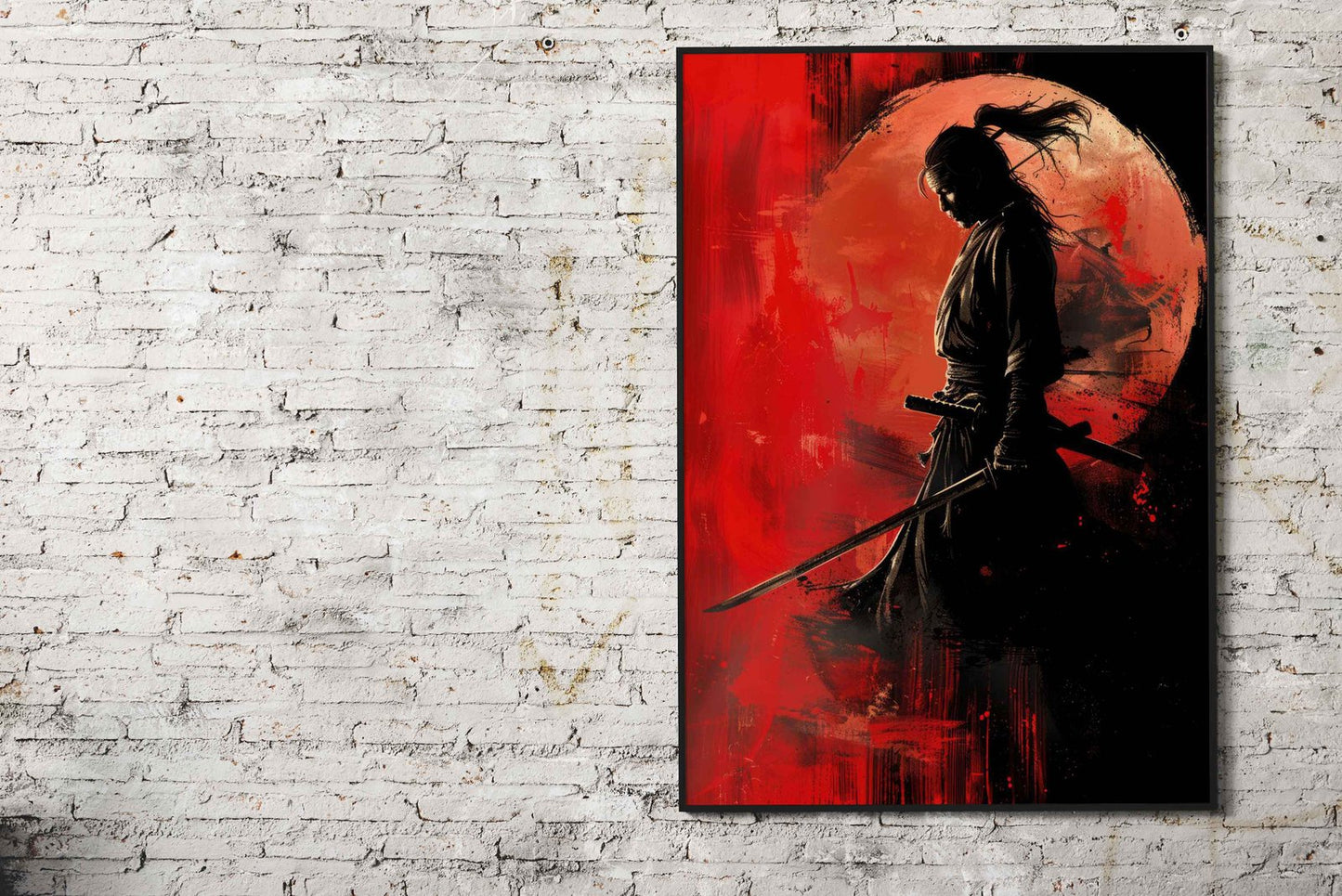 Black Samurai on Pink Asian Style Poster | Wall Art for Home & Office | High-Quality Print