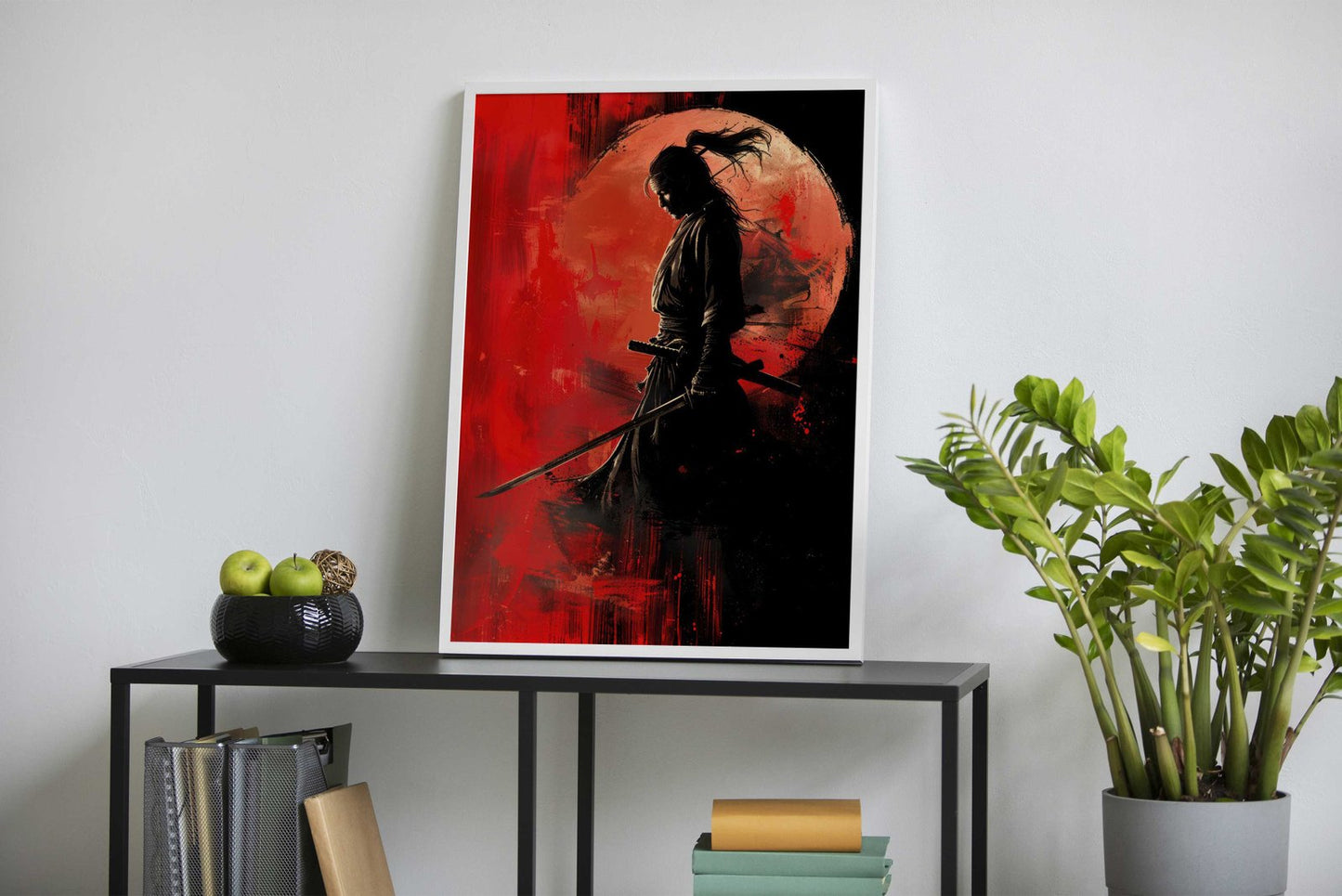 Black Samurai on Pink Asian Style Poster | Wall Art for Home & Office | High-Quality Print