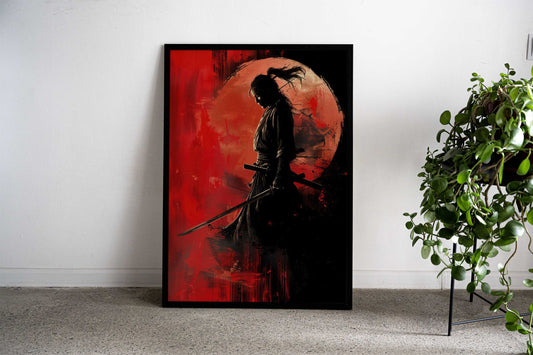 Black Samurai on Pink Asian Style Poster | Wall Art for Home & Office | High-Quality Print