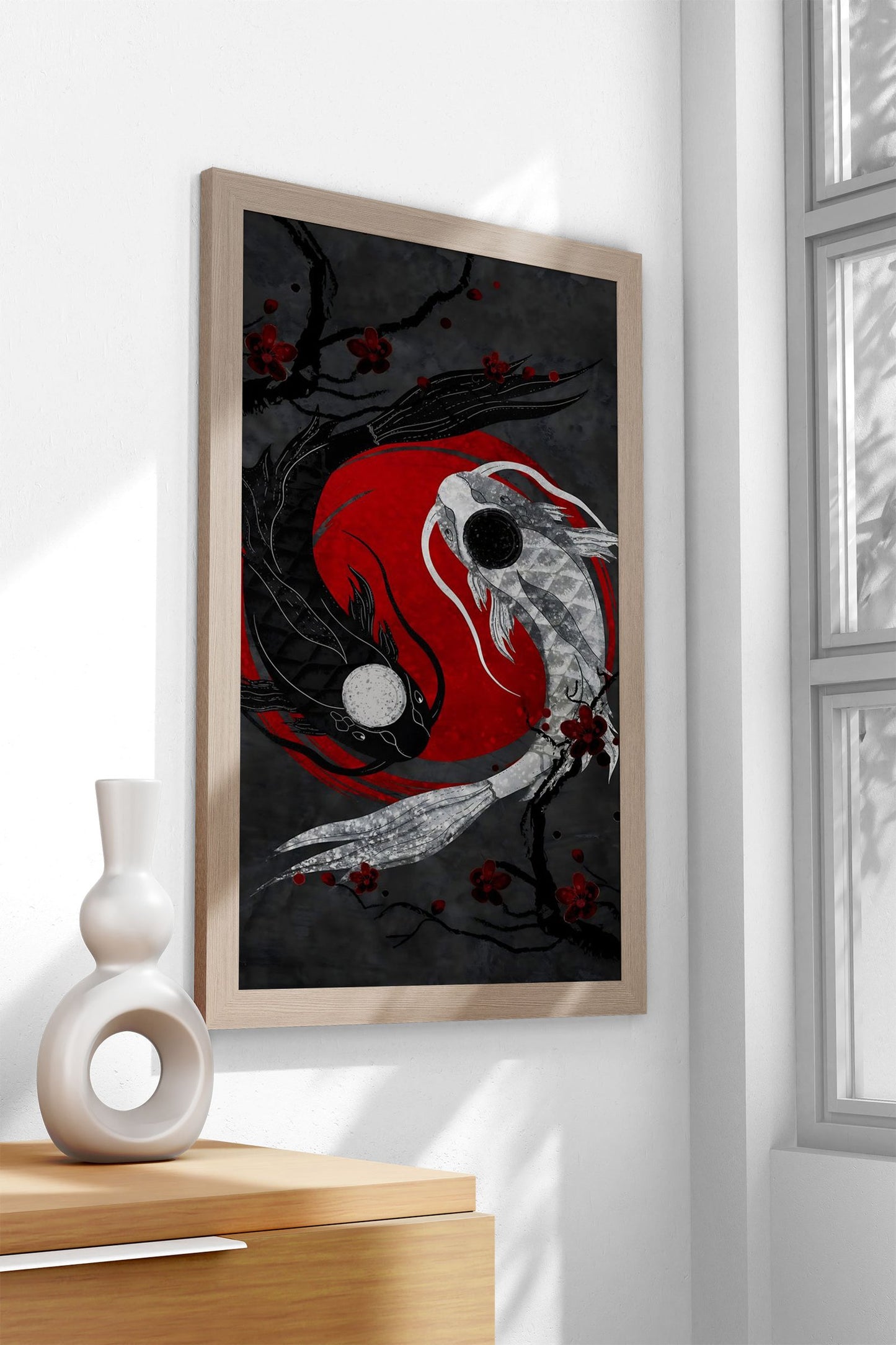 Black and White Japan Koi Asian Style Poster | Wall Art for Home & Office | High-Quality Print