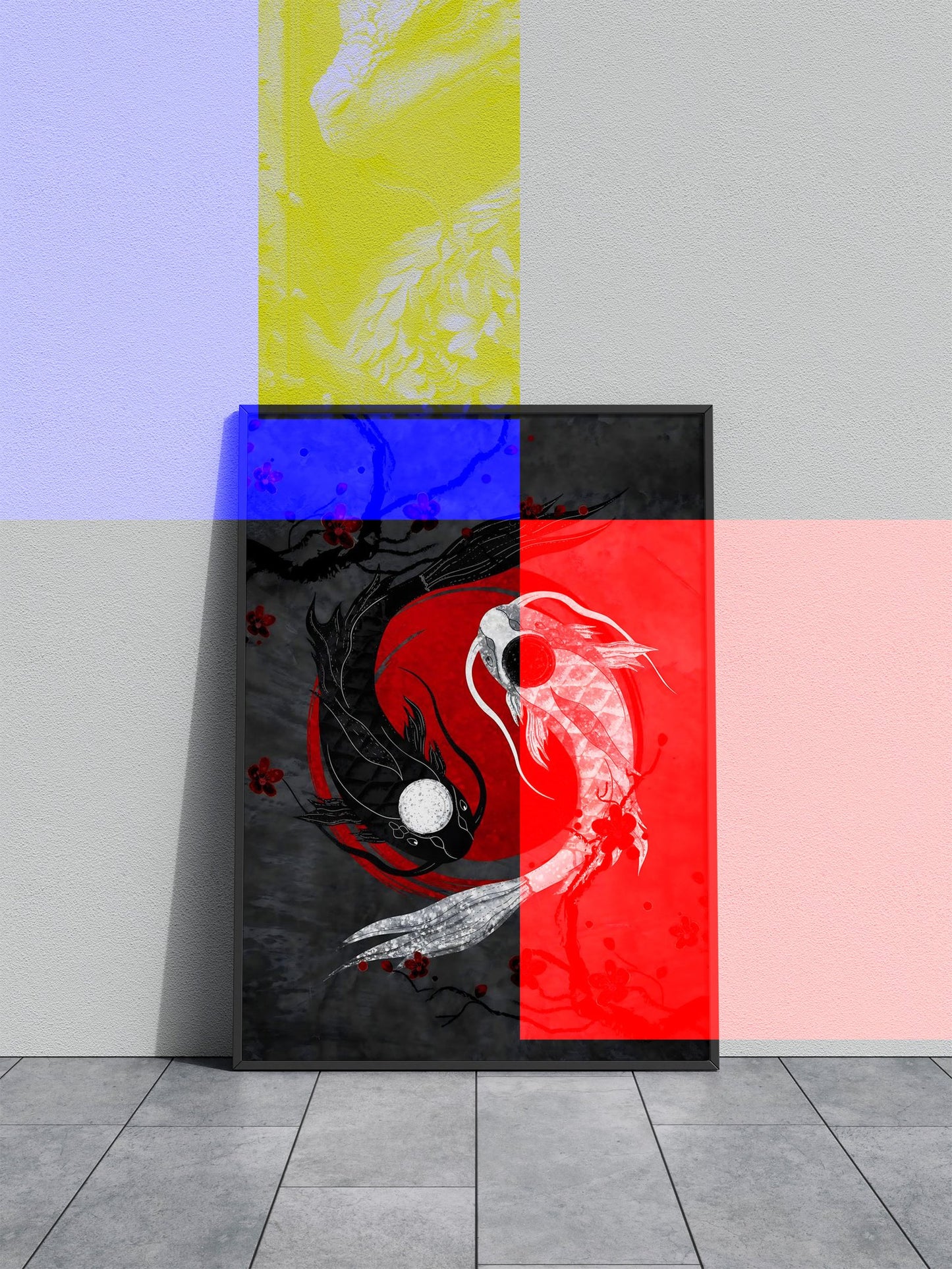 Black and White Japan Koi Asian Style Poster | Wall Art for Home & Office | High-Quality Print