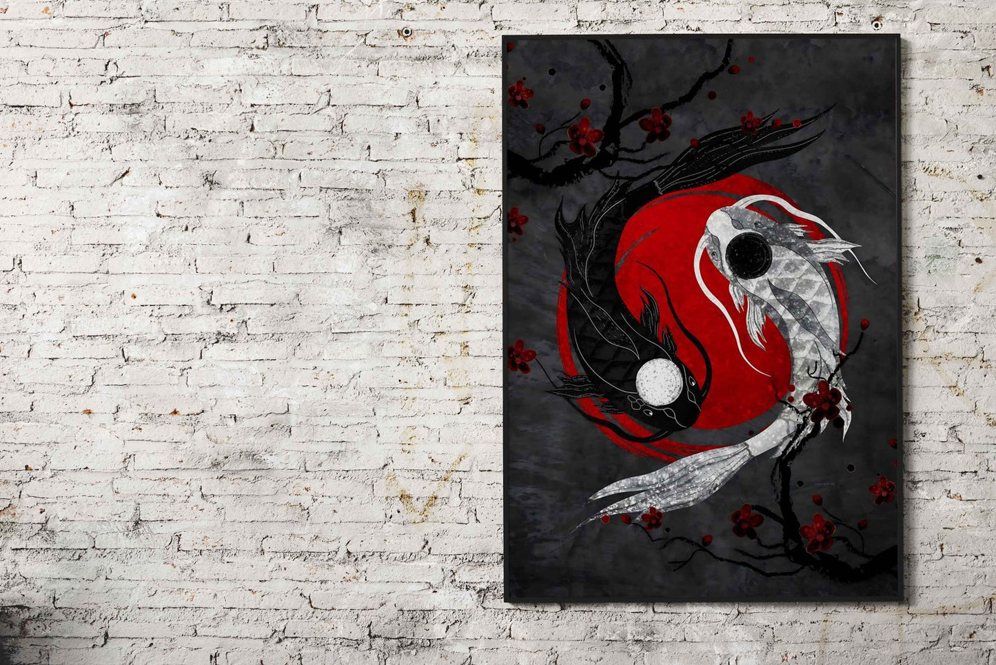 Black and White Japan Koi Asian Style Poster | Wall Art for Home & Office | High-Quality Print