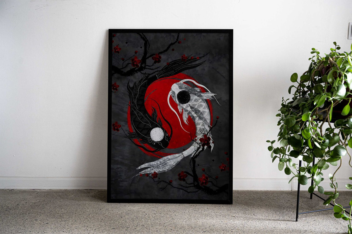 Black and White Japan Koi Asian Style Poster | Wall Art for Home & Office | High-Quality Print