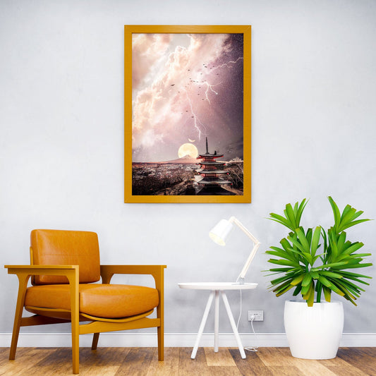 Black cat and Mount Fuji Asian Style Poster | Wall Art for Home & Office | High-Quality Print