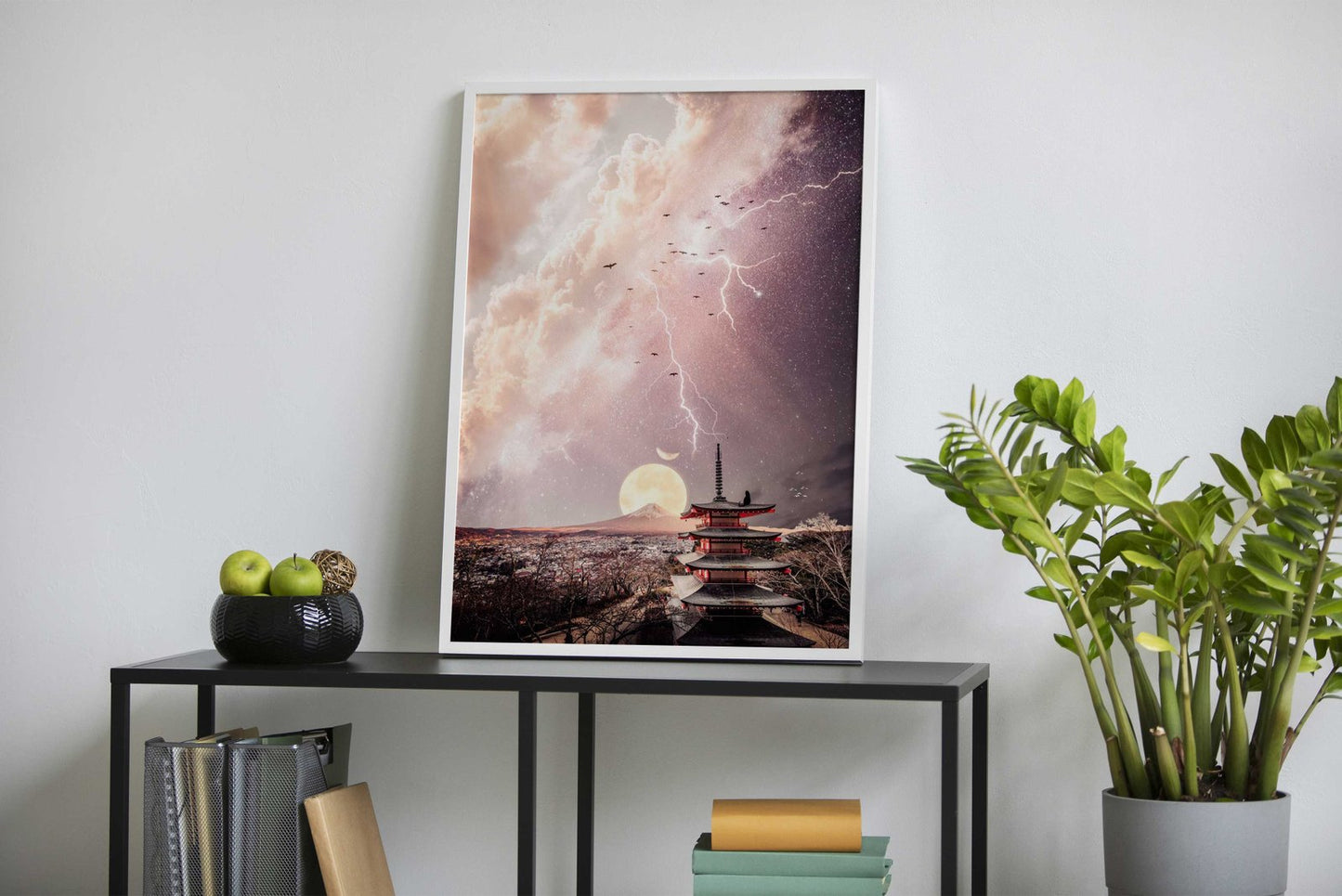 Black cat and Mount Fuji Asian Style Poster | Wall Art for Home & Office | High-Quality Print