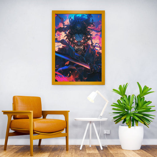 Blaze of the Demon Samurai Asian Style Poster | Wall Art for Home & Office | High-Quality Print