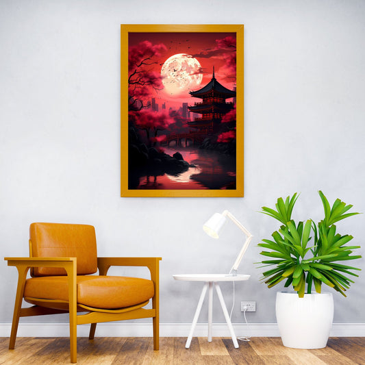 Blood Moon Japan Asian Asian Style Poster | Wall Art for Home & Office | High-Quality Print