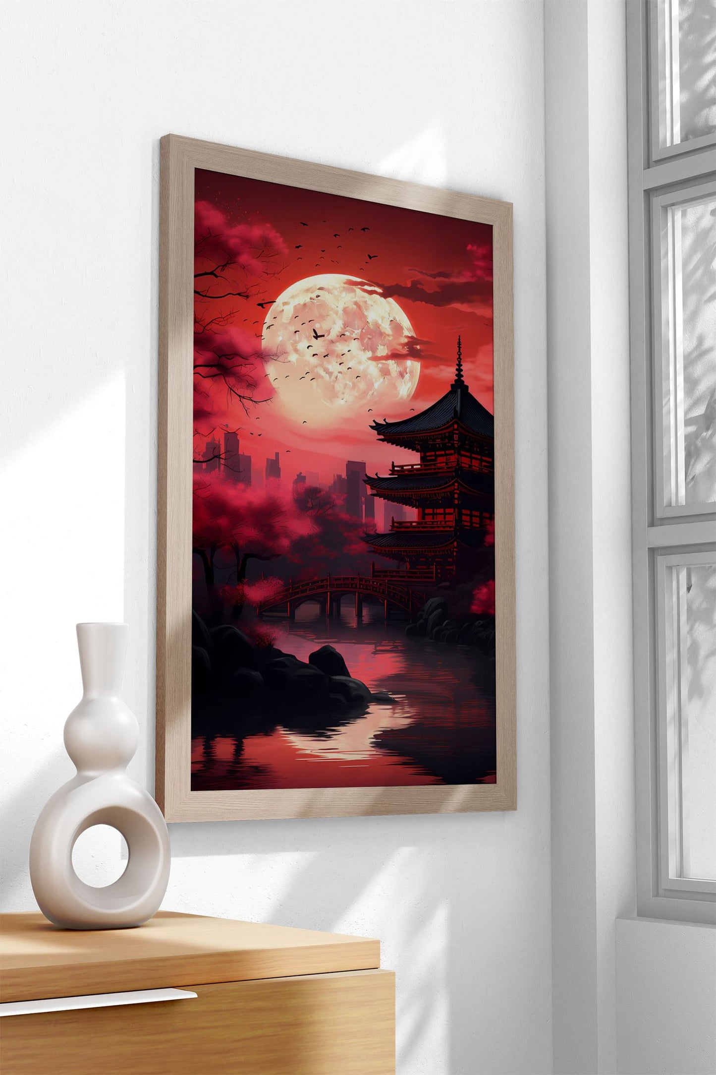 Blood Moon Japan Asian Asian Style Poster | Wall Art for Home & Office | High-Quality Print
