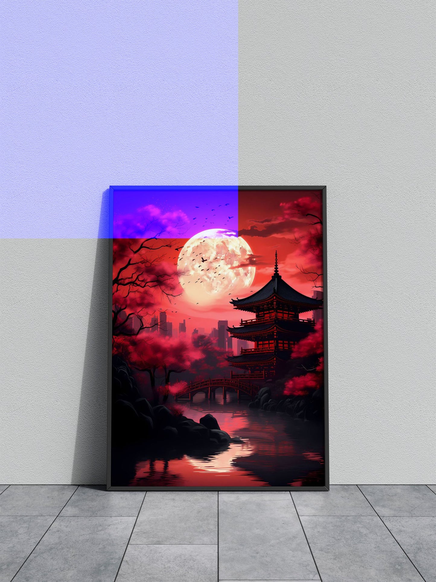 Blood Moon Japan Asian Asian Style Poster | Wall Art for Home & Office | High-Quality Print