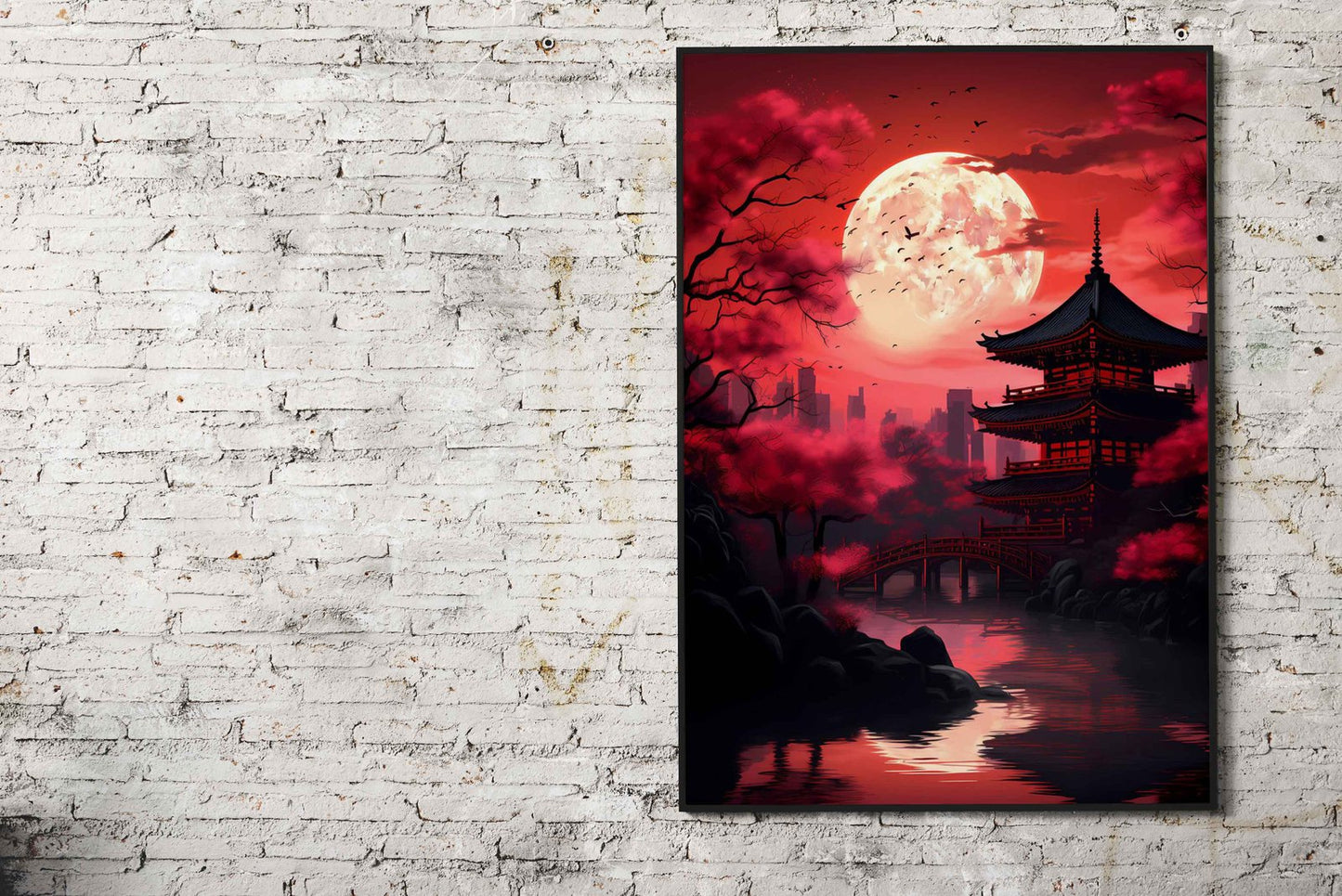 Blood Moon Japan Asian Asian Style Poster | Wall Art for Home & Office | High-Quality Print