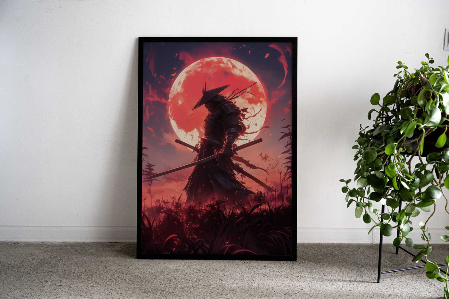 Blood Moon Samurai Asian Style Poster | Wall Art for Home & Office | High-Quality Print