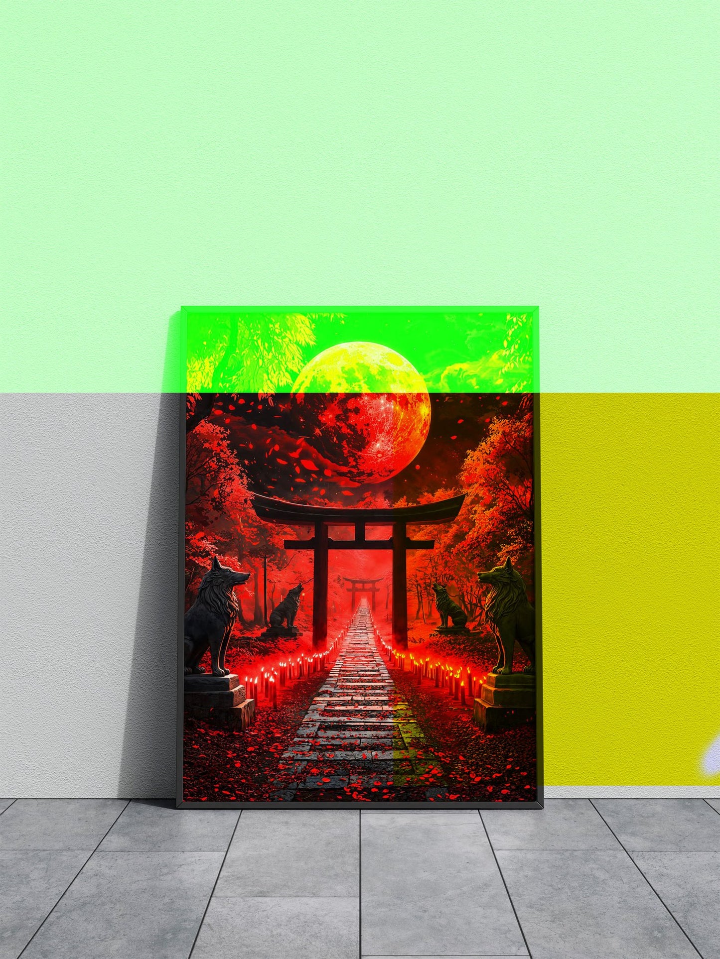Blood Moon Shrine Asian Style Poster | Wall Art for Home & Office | High-Quality Print