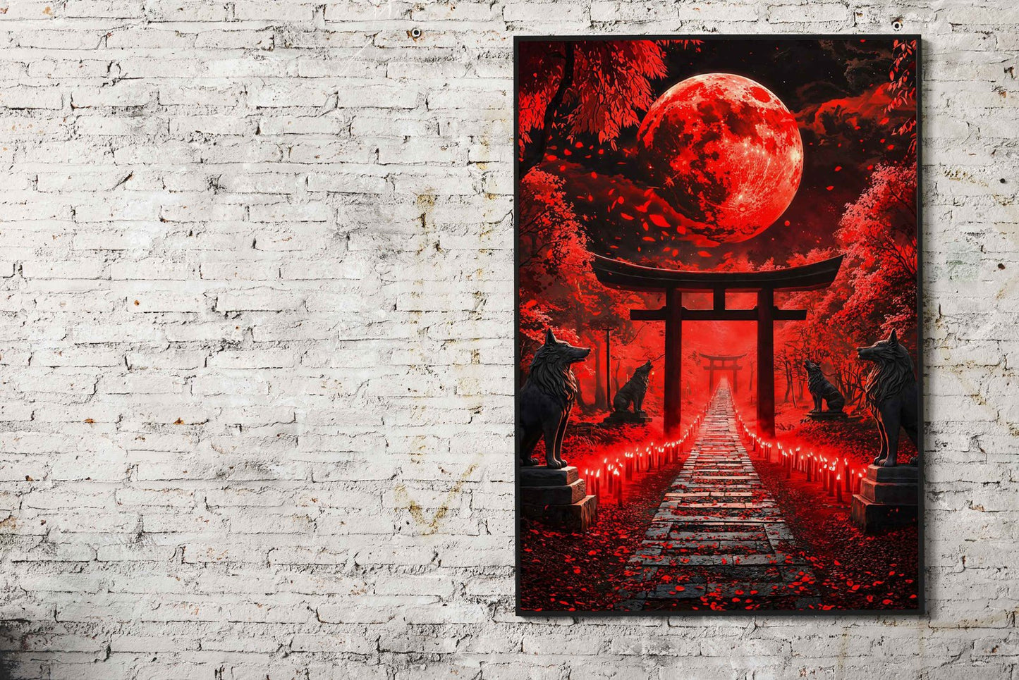 Blood Moon Shrine Asian Style Poster | Wall Art for Home & Office | High-Quality Print