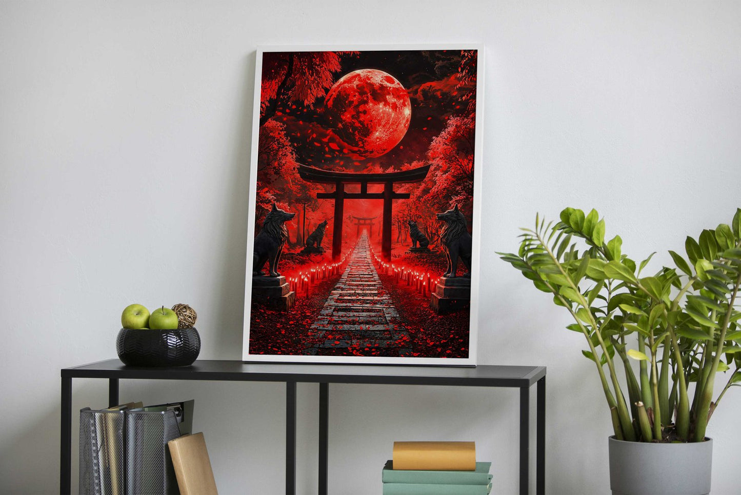 Blood Moon Shrine Asian Style Poster | Wall Art for Home & Office | High-Quality Print