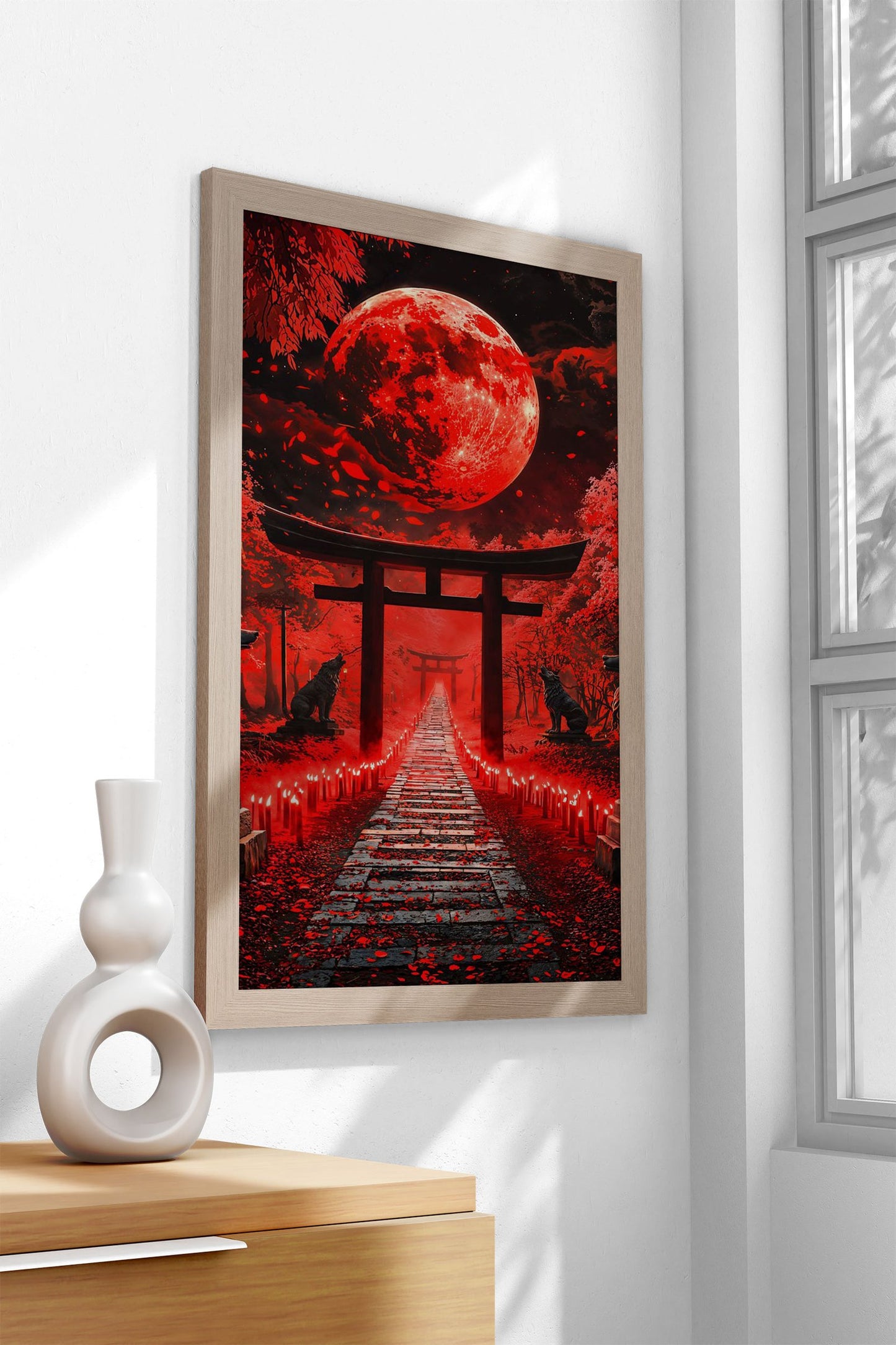 Blood Moon Shrine Asian Style Poster | Wall Art for Home & Office | High-Quality Print