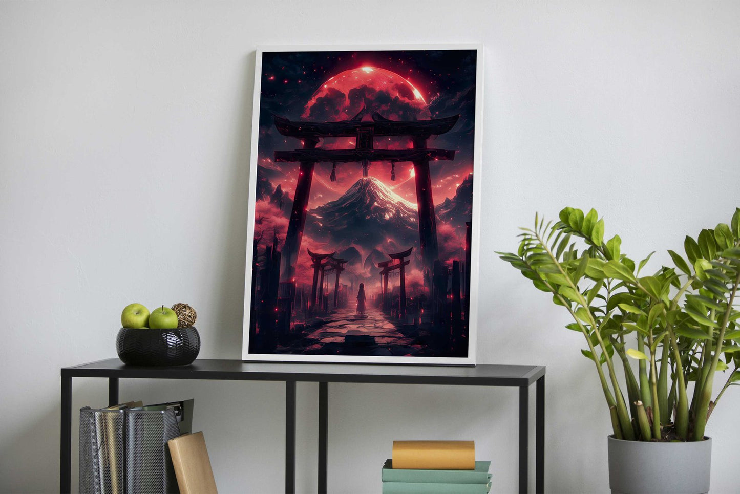 Blood Moon Torii Gate Asian Style Poster | Wall Art for Home & Office | High-Quality Print