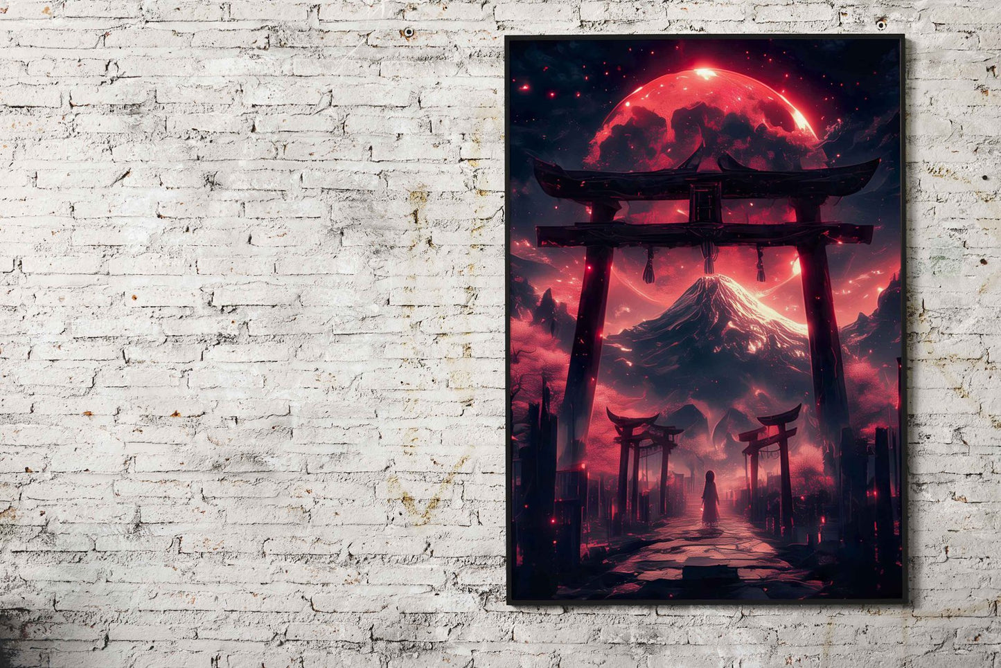 Blood Moon Torii Gate Asian Style Poster | Wall Art for Home & Office | High-Quality Print