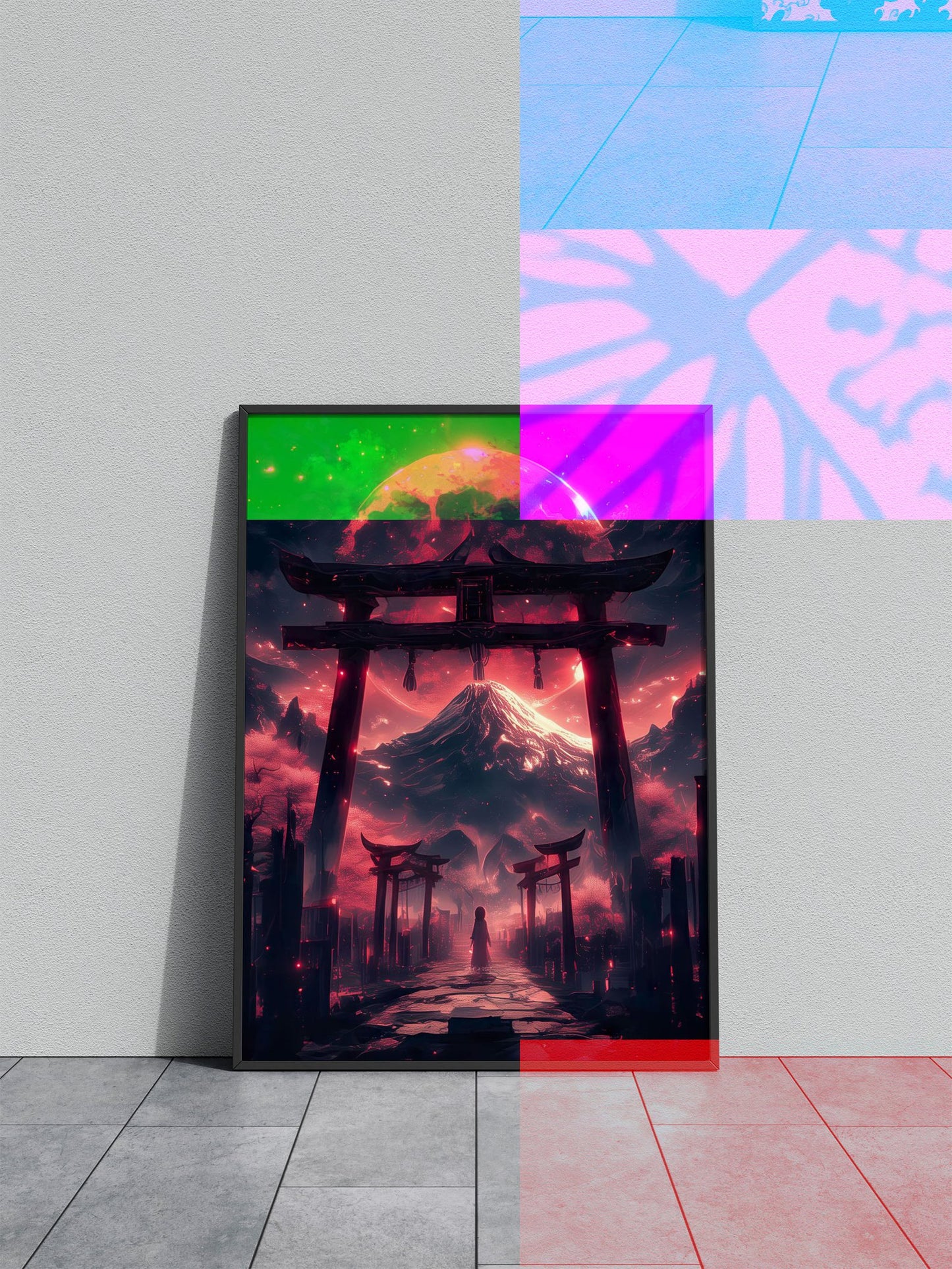 Blood Moon Torii Gate Asian Style Poster | Wall Art for Home & Office | High-Quality Print