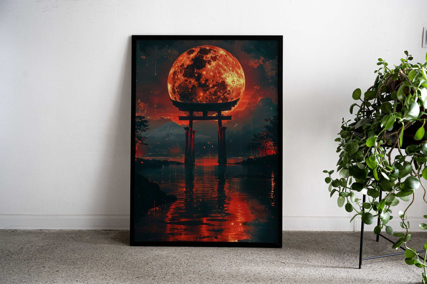 Blood Moon Torii Asian Style Poster | Wall Art for Home & Office | High-Quality Print