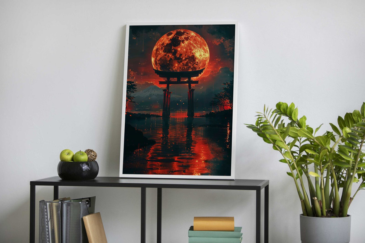 Blood Moon Torii Asian Style Poster | Wall Art for Home & Office | High-Quality Print