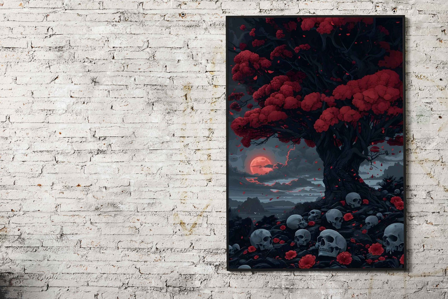 Blood Moon Tree Asian Style Poster | Wall Art for Home & Office | High-Quality Print