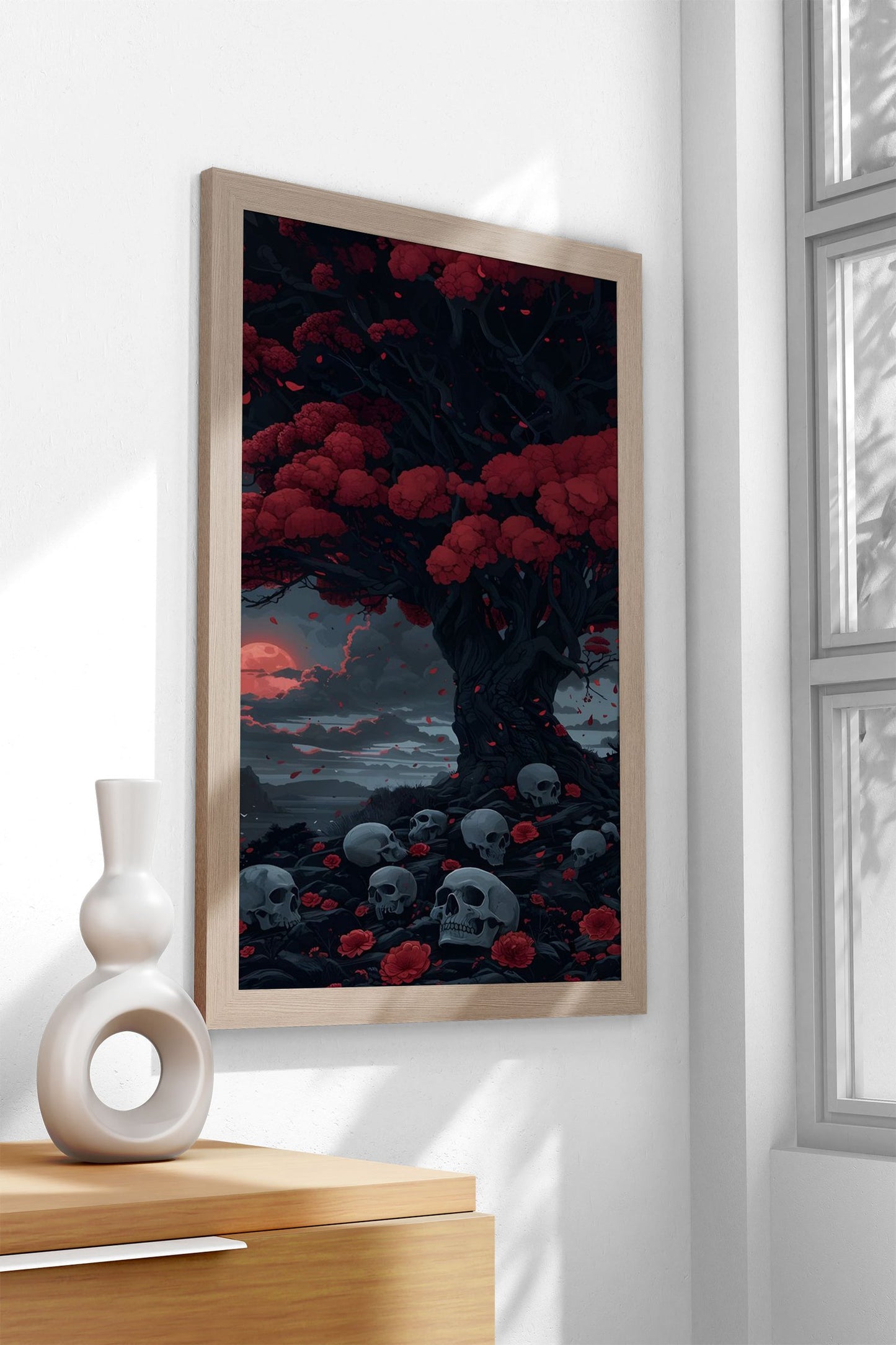 Blood Moon Tree Asian Style Poster | Wall Art for Home & Office | High-Quality Print