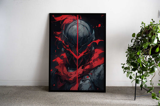Blood Red Warrior Asian Style Poster | Wall Art for Home & Office | High-Quality Print
