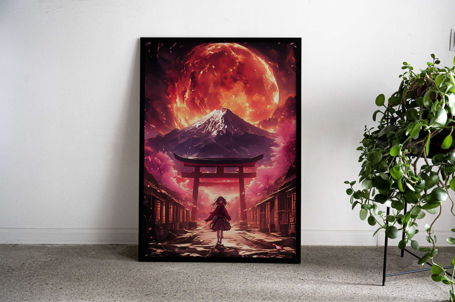 Bloodmoon Girl in Japan Asian Style Poster | Wall Art for Home & Office | High-Quality Print