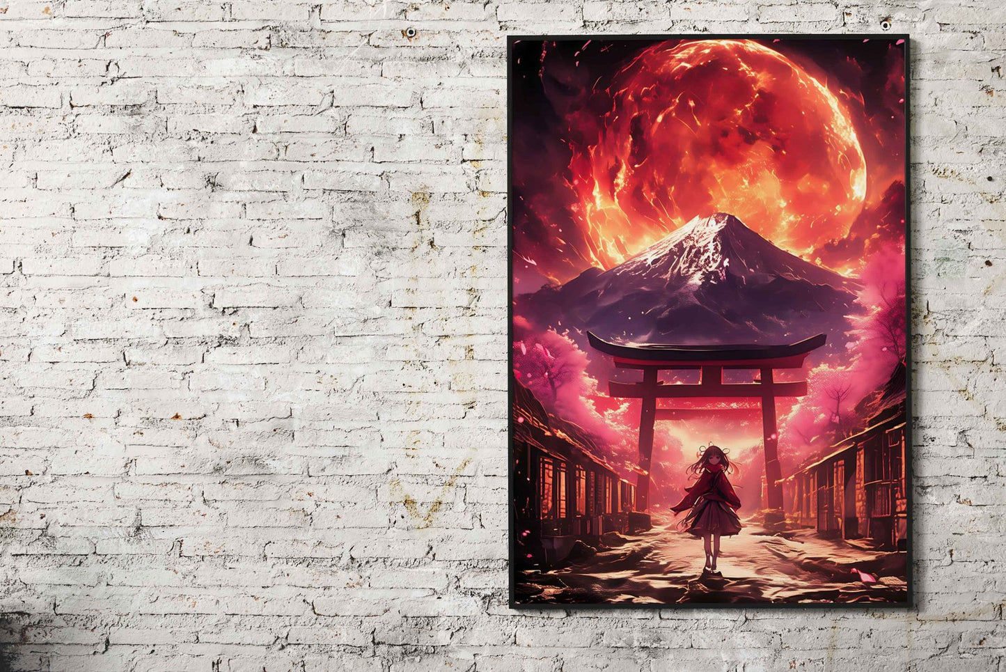 Bloodmoon Girl in Japan Asian Style Poster | Wall Art for Home & Office | High-Quality Print