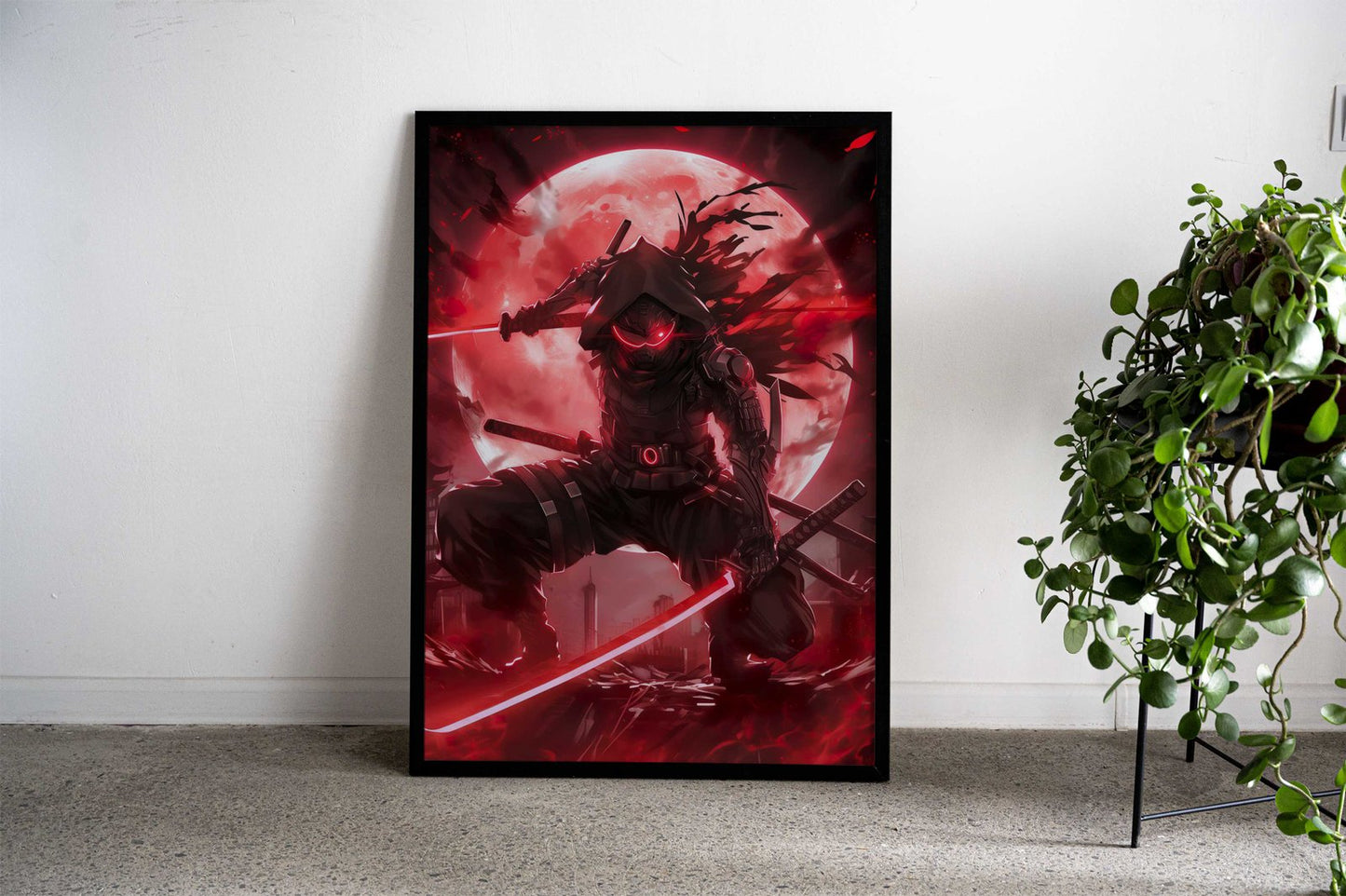 Bloodmoon Ninja Samurai Asian Style Poster | Wall Art for Home & Office | High-Quality Print