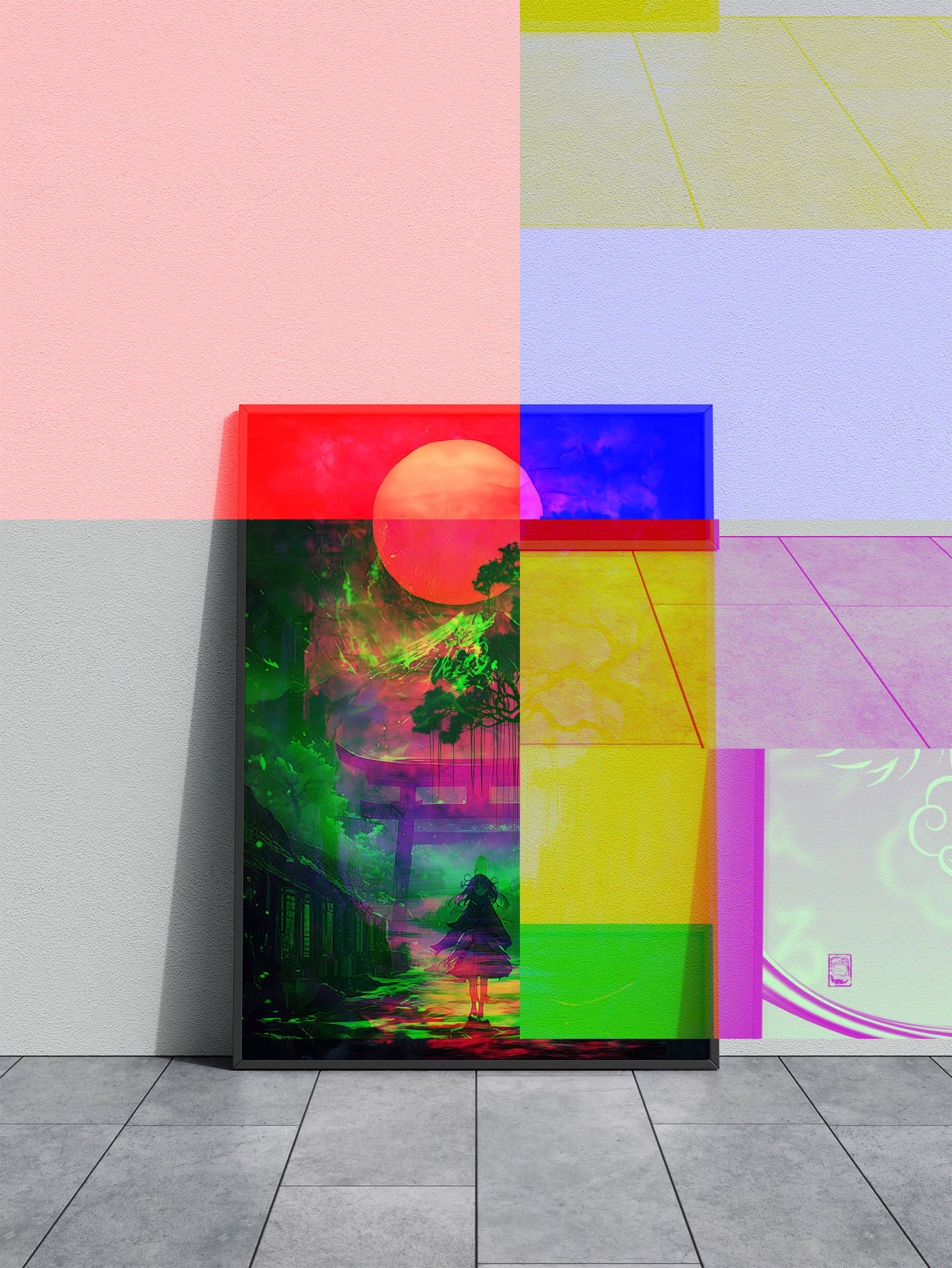 Bloodmoon River Sunset Asian Style Poster | Wall Art for Home & Office | High-Quality Print